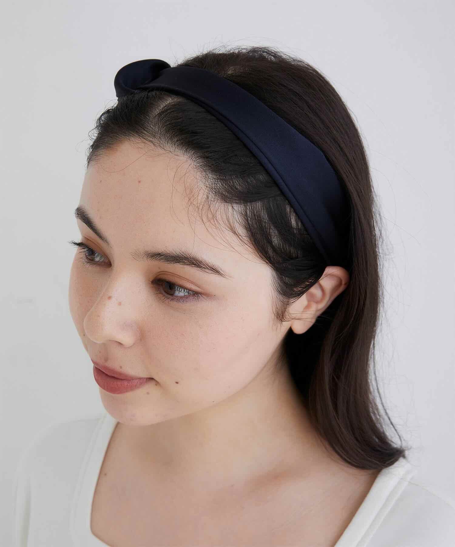 シルクヘアバンド エレガントネイビー