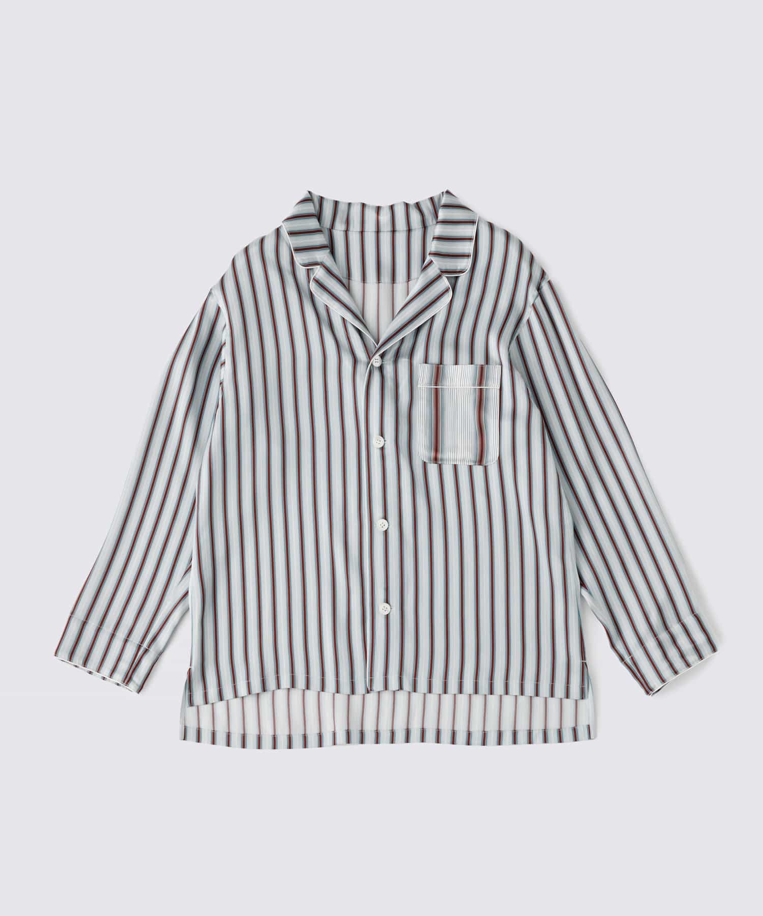 【トップス】ストライプシルクパジャマ ナロー