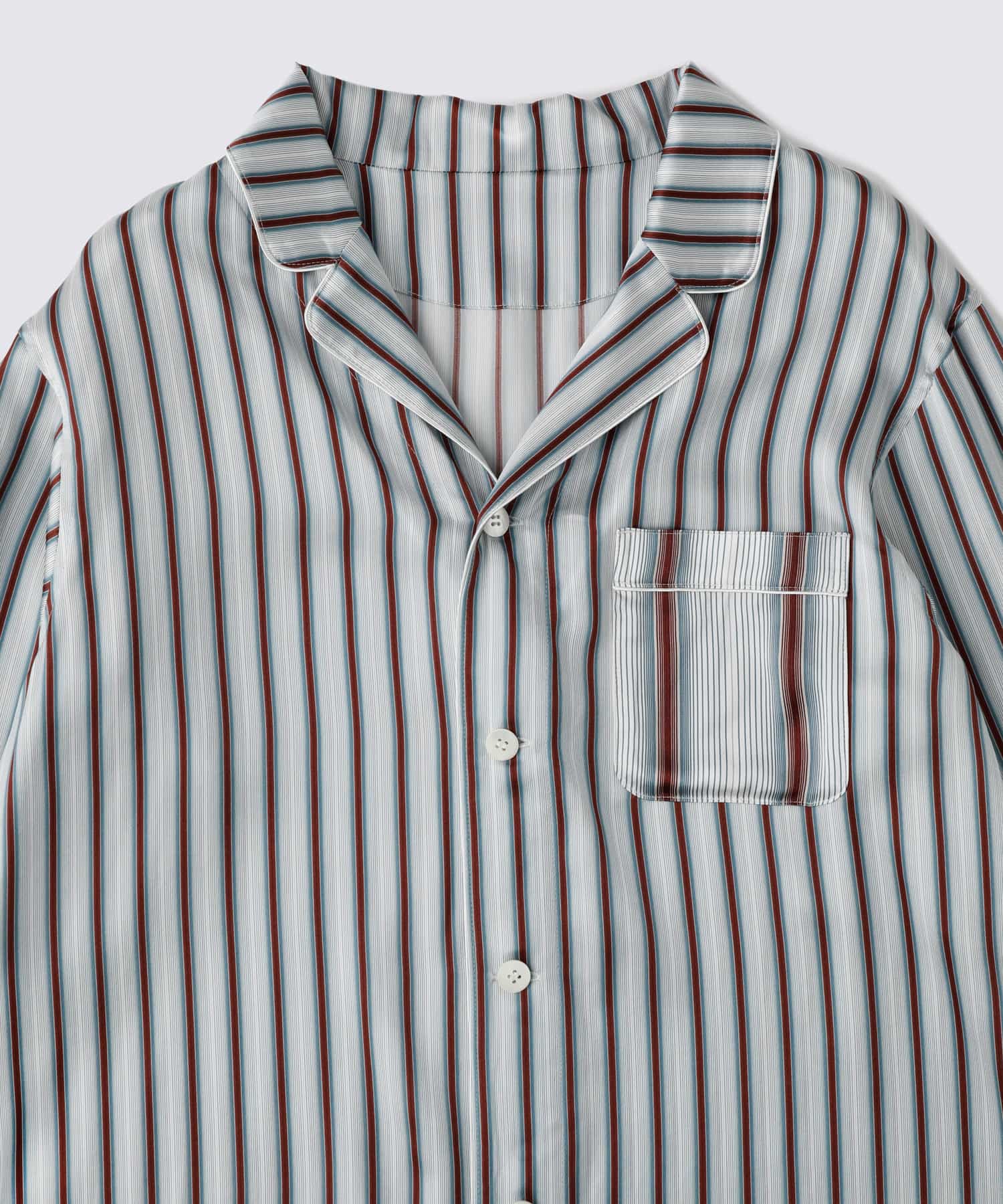 【トップス】ストライプシルクパジャマ ナロー