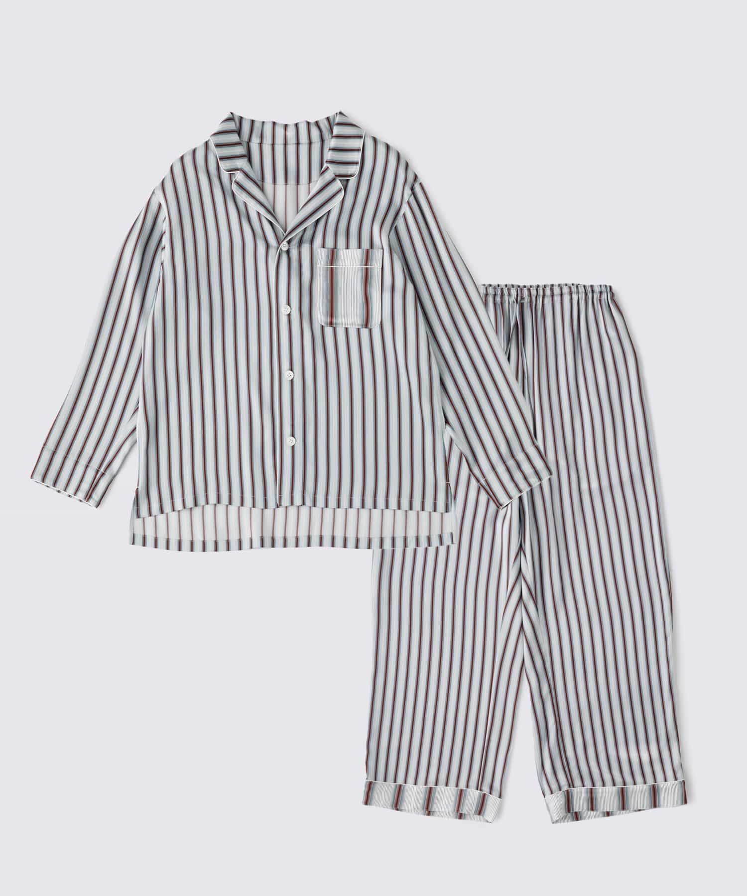 【ボトムス】ストライプシルクパジャマ ナロー