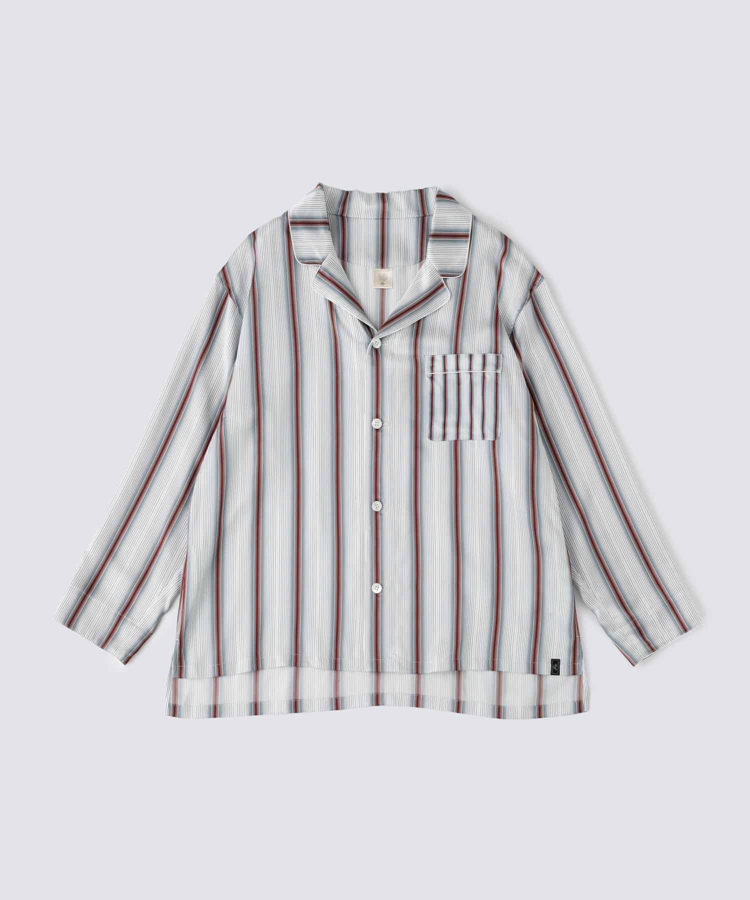 【トップス】ストライプシルクパジャマ ワイド