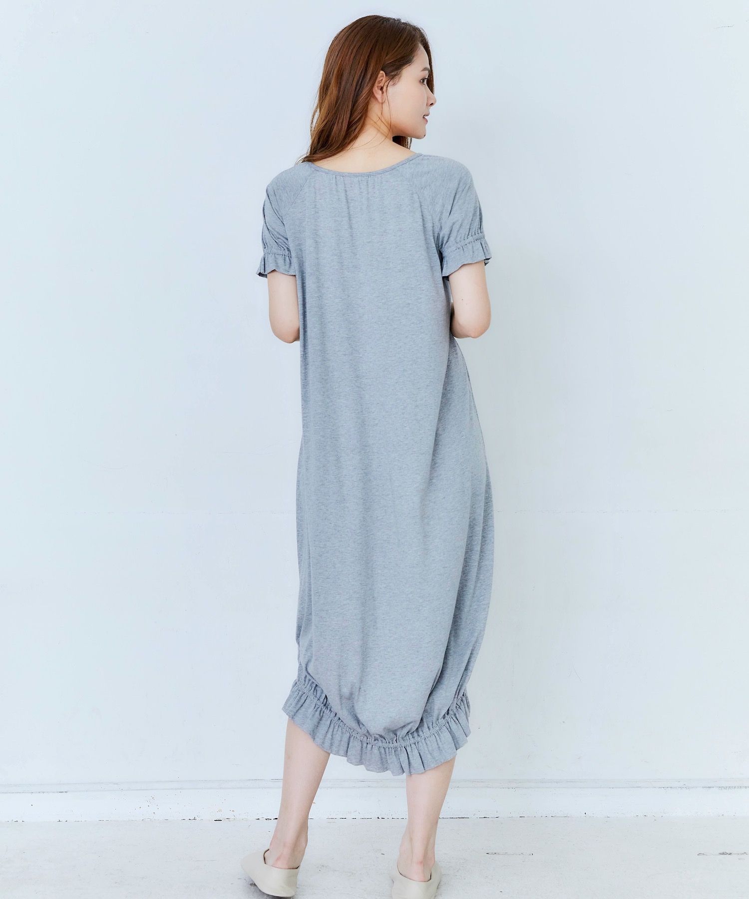 スビンコットン ロング ワンピース グレー