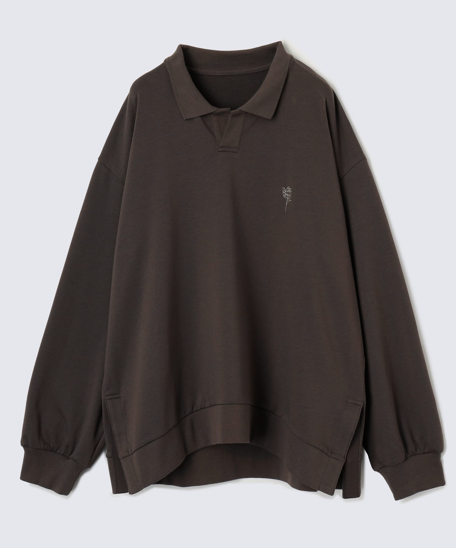 オーガニックコットン ロングスリーブ スウェットシャツ チャコールブラウン