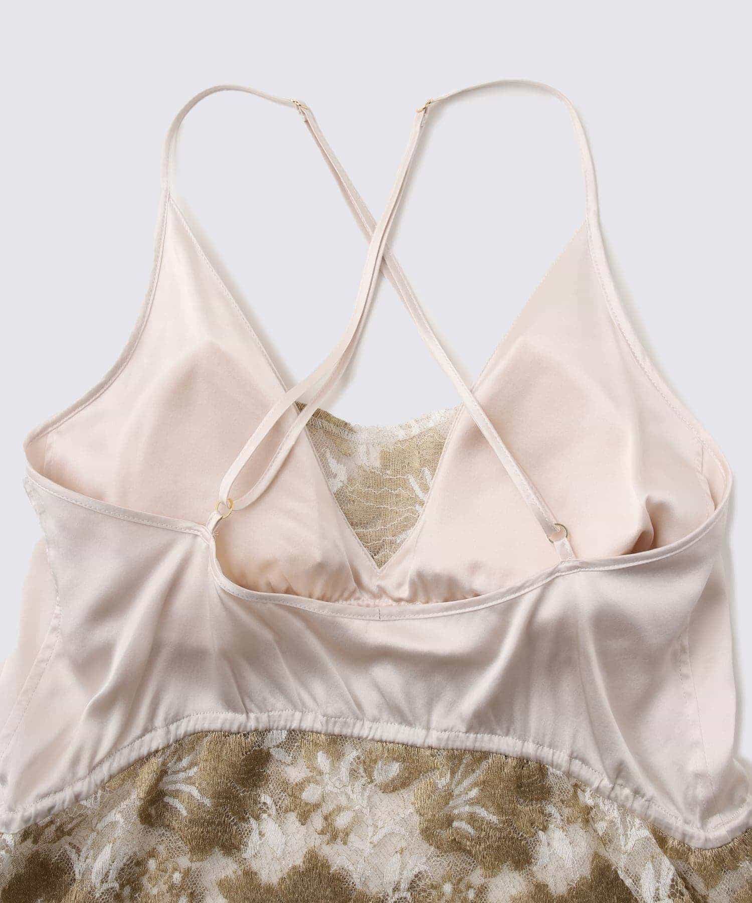 3/10 レースシルクキャミソール パールホワイト x フローラルゴールド(寸法表調整・着画追加前) - Foo Tokyo Japan 公式オンラインストア