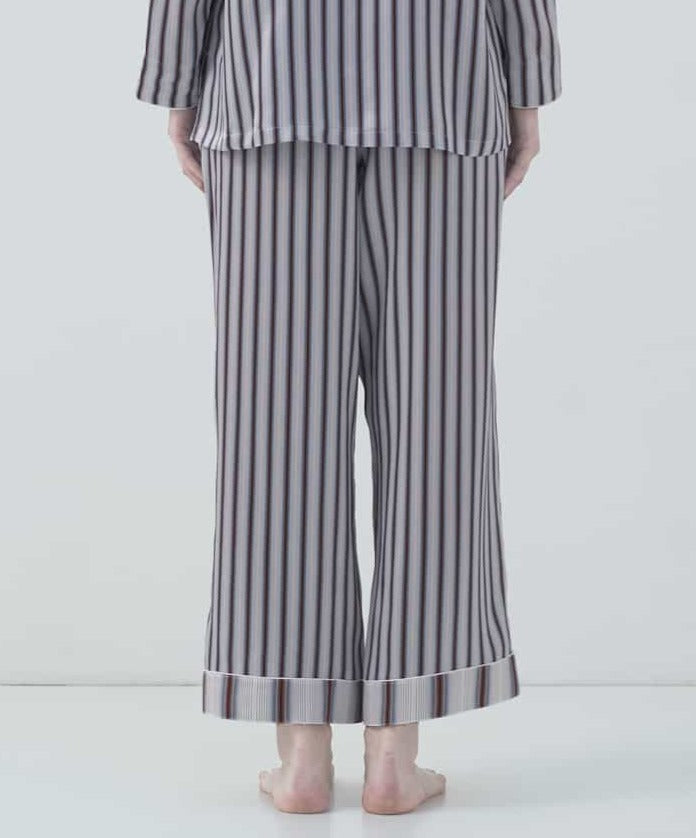 【ボトムス】ストライプシルクパジャマ ナロー