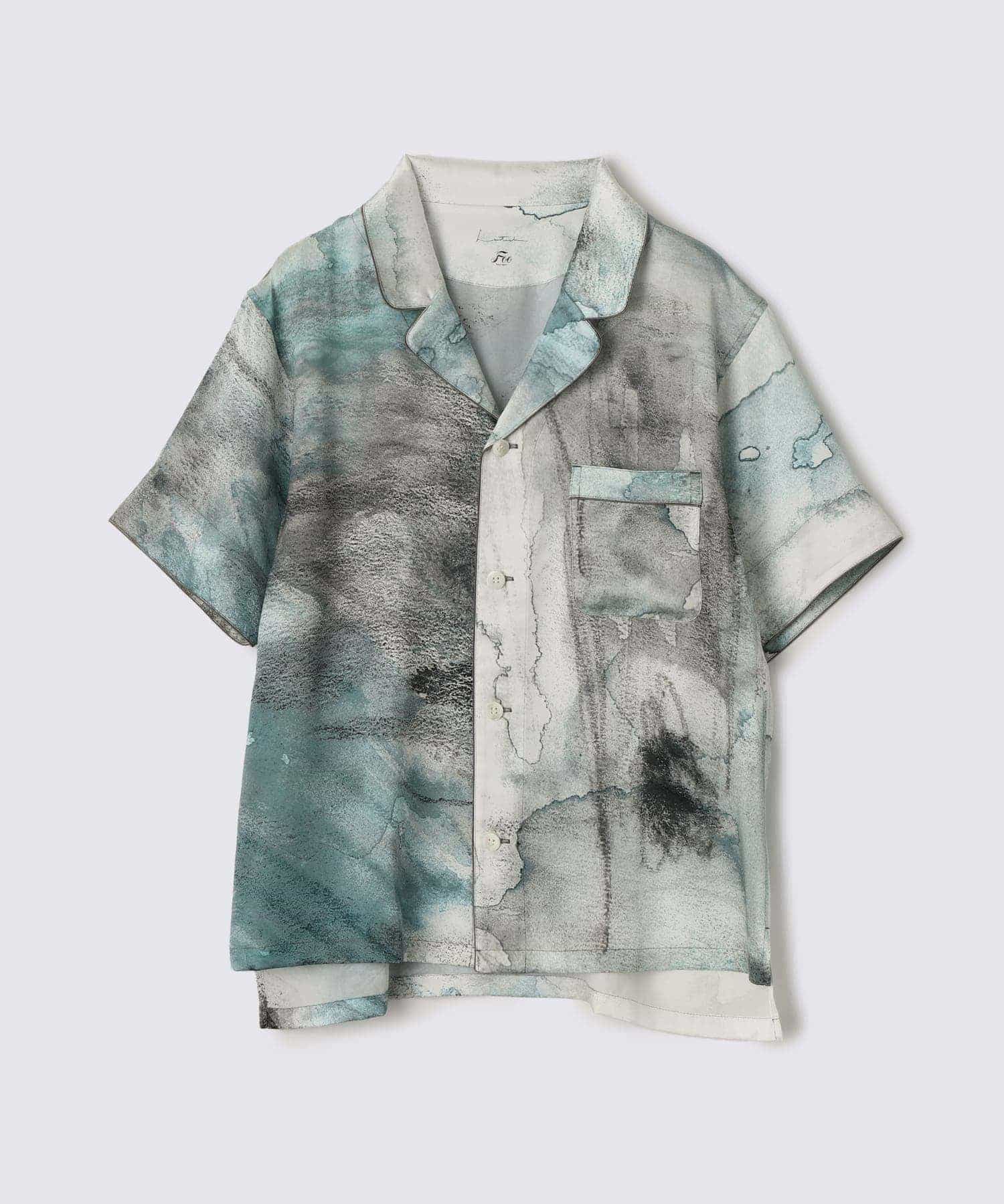 【トップス】ハーフスリーブ シルクパジャマ グリーン