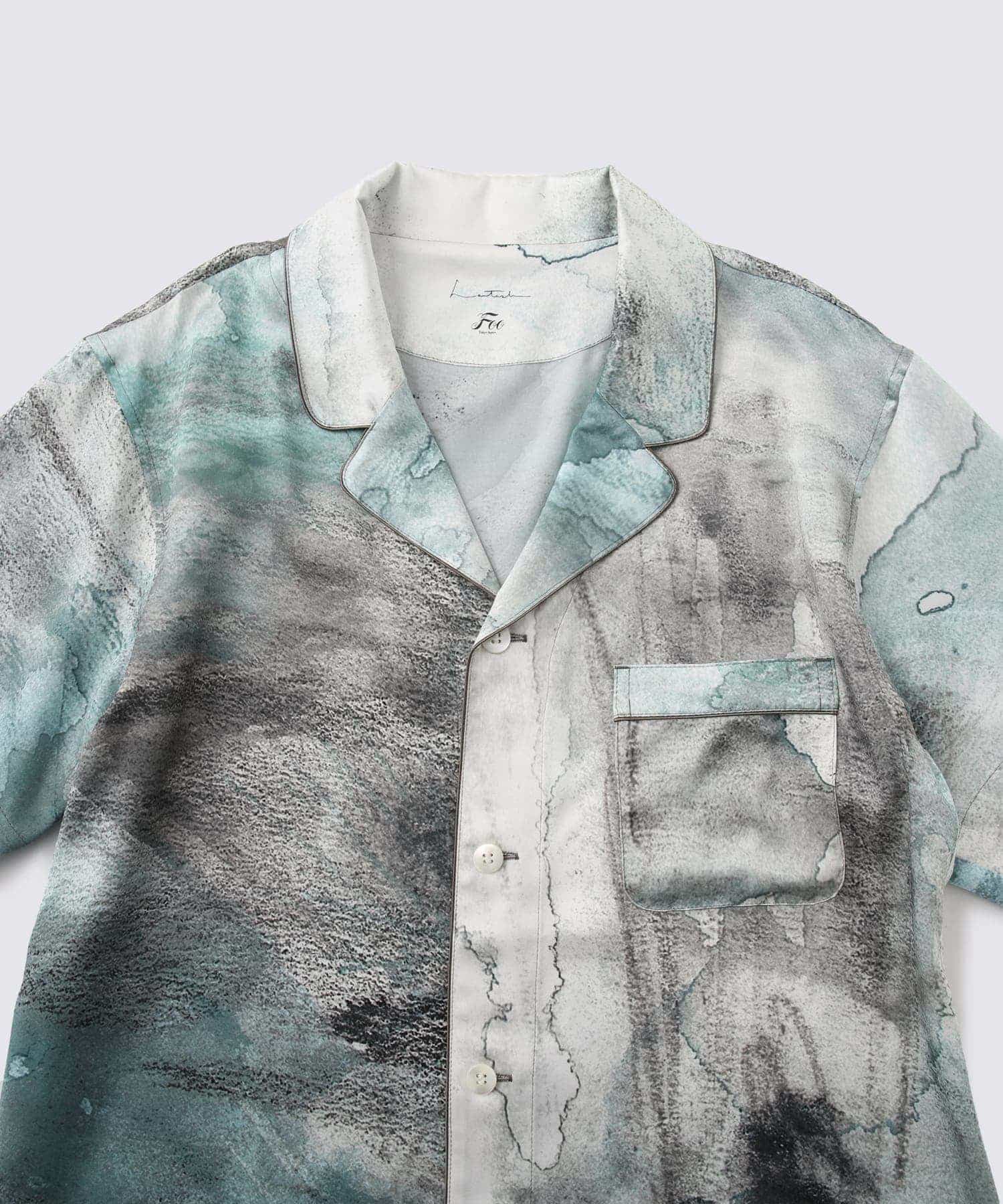 【トップス】ハーフスリーブ シルクパジャマ グリーン