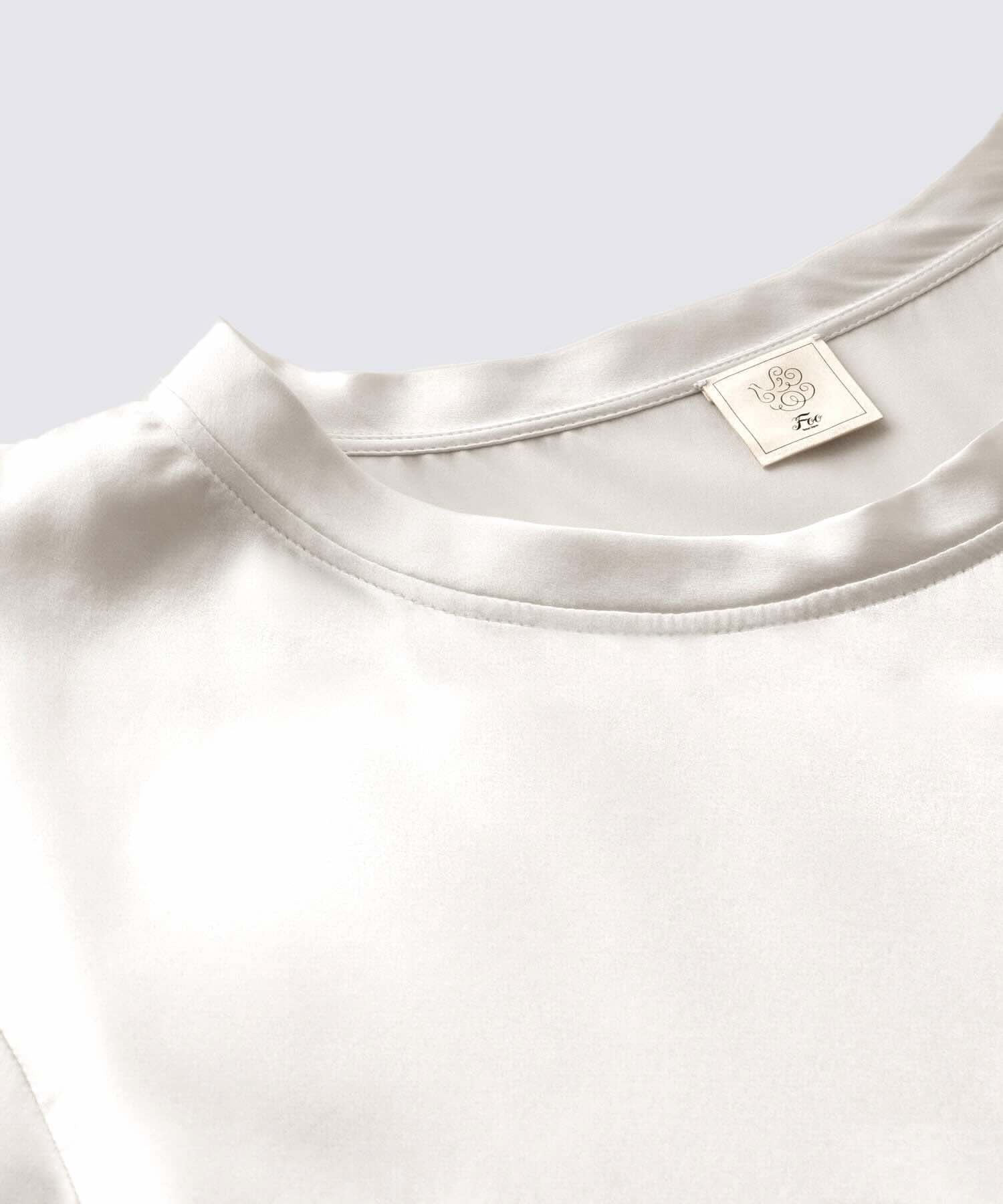 【セットアップ】シルクサテンプルオーバー&ボトムス パールホワイト