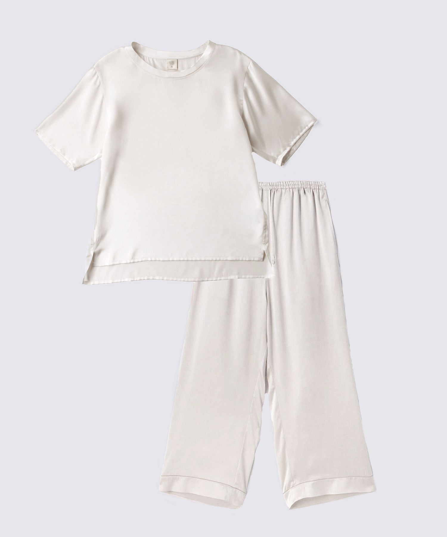 【セットアップ】シルクサテンプルオーバー&ボトムス パールホワイト