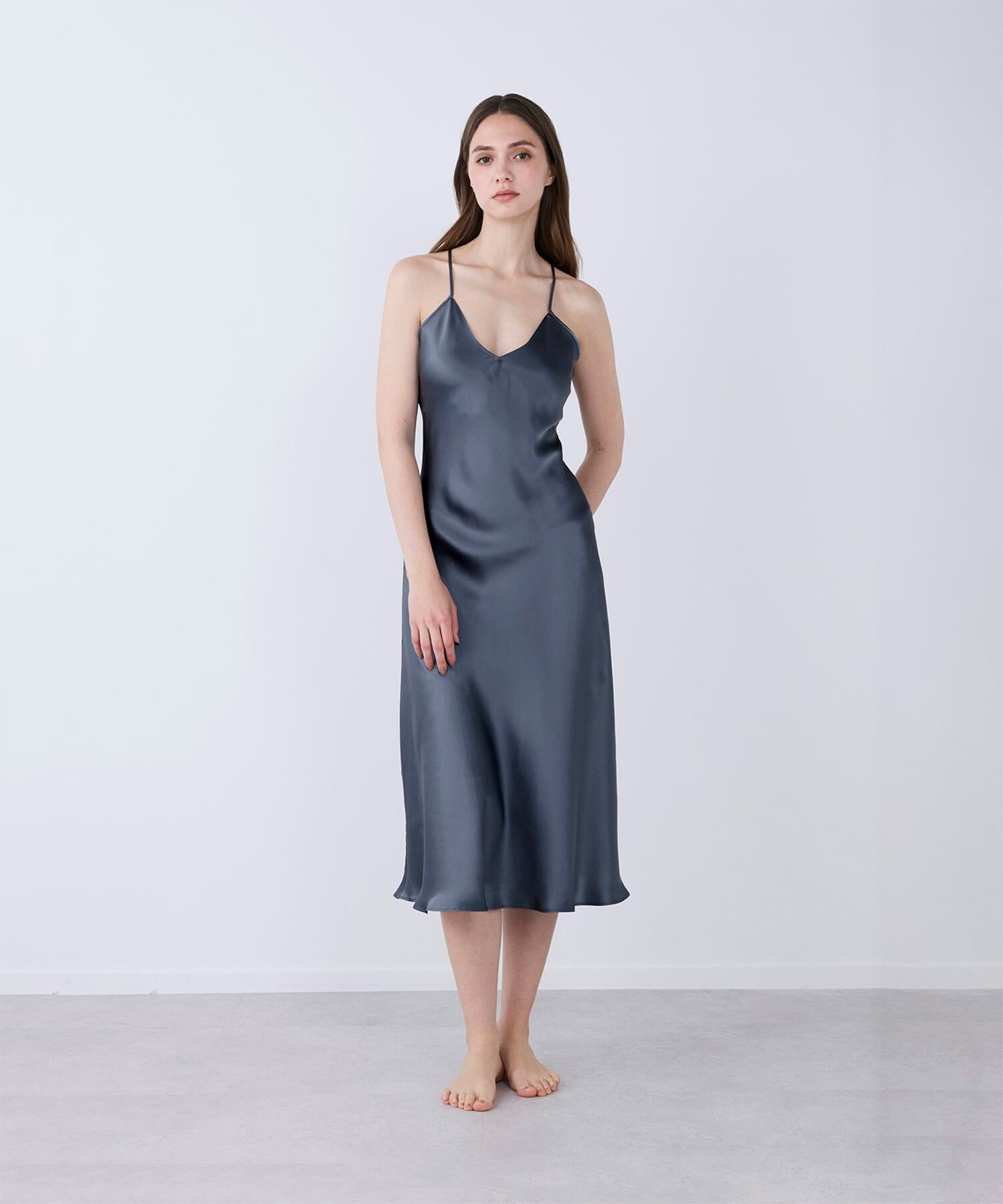 シルクドレス チャコールグレー
