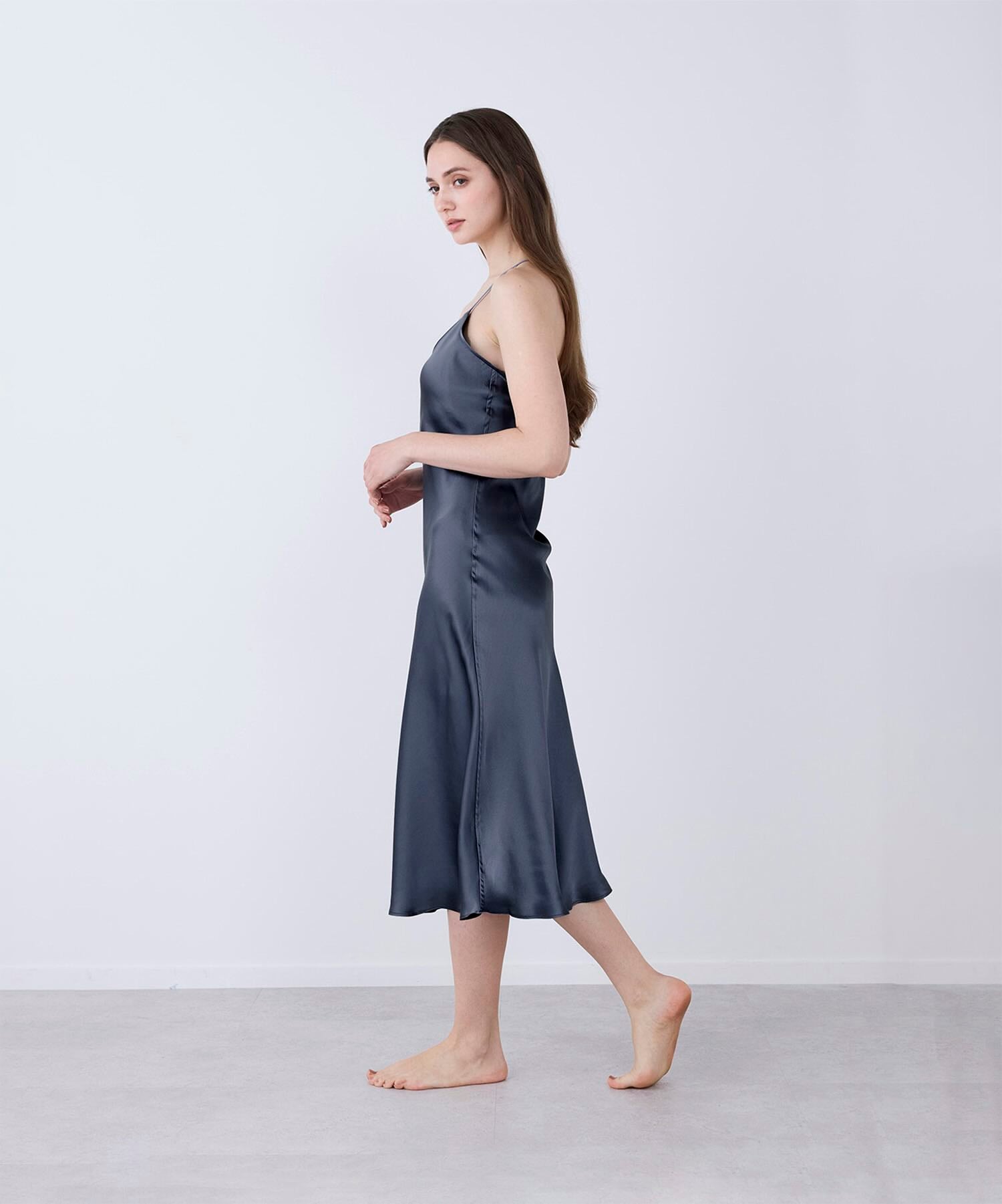 シルクドレス チャコールグレー