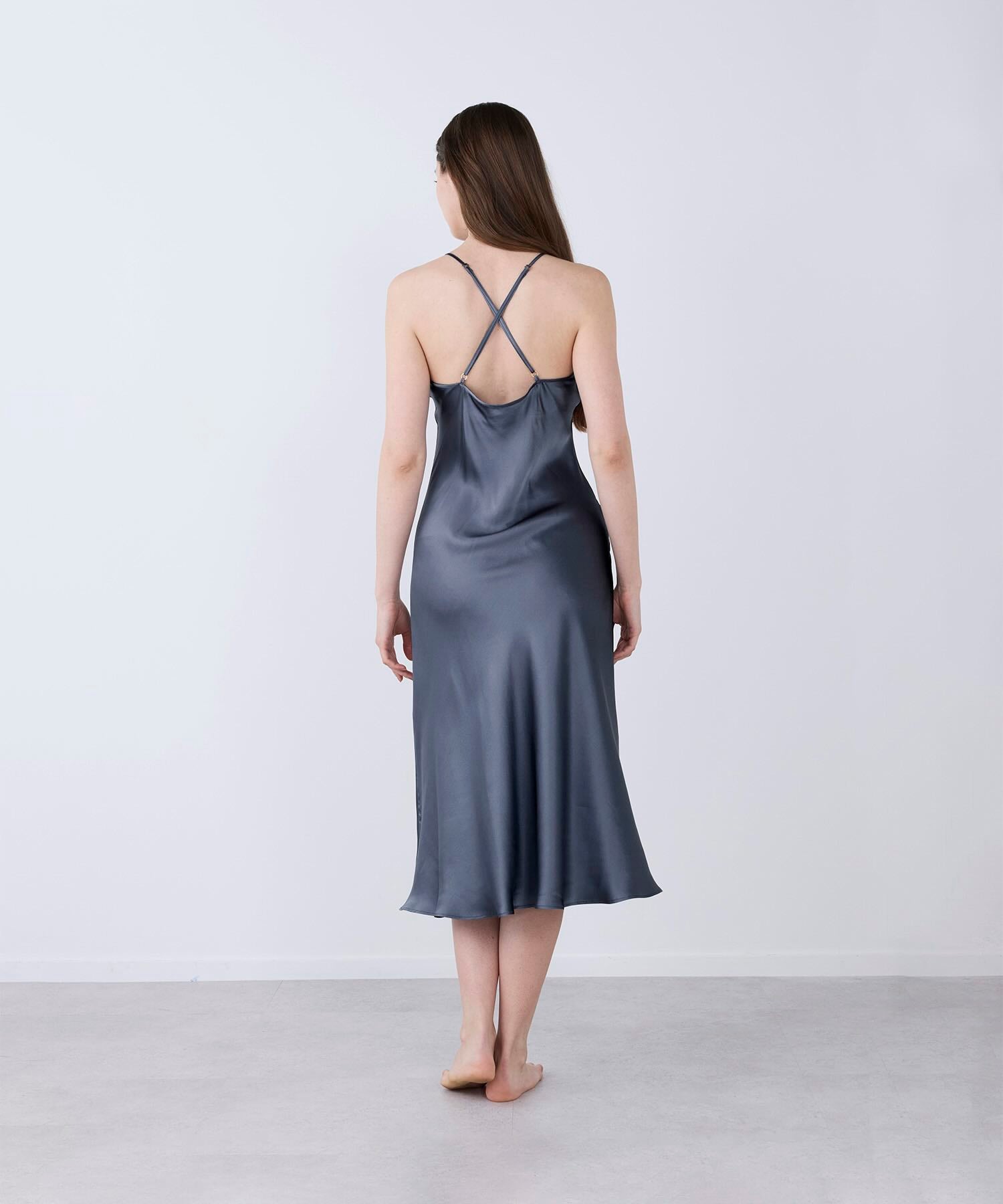 シルクドレス チャコールグレー