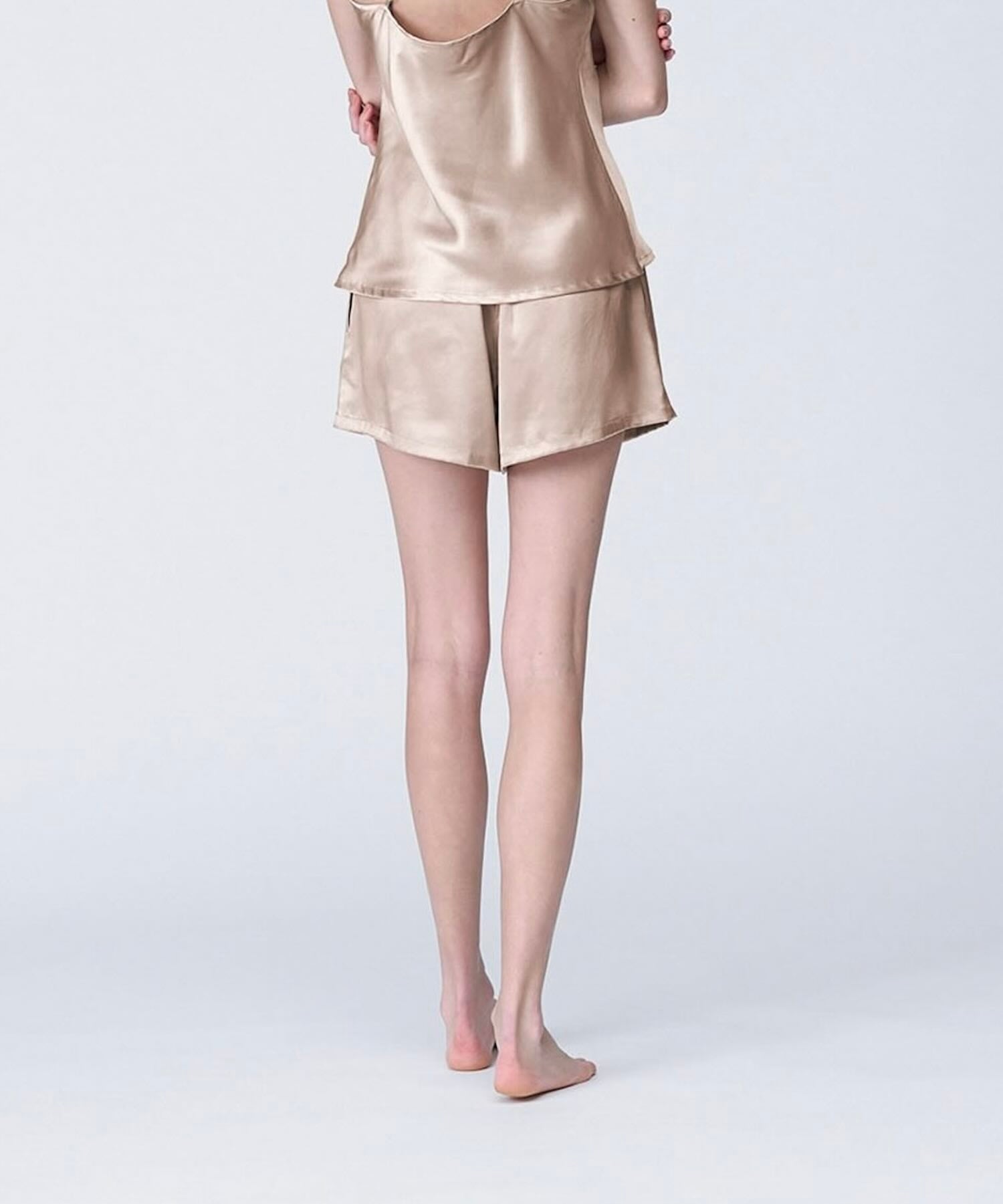 シルクショートパンツ ピンクベージュ