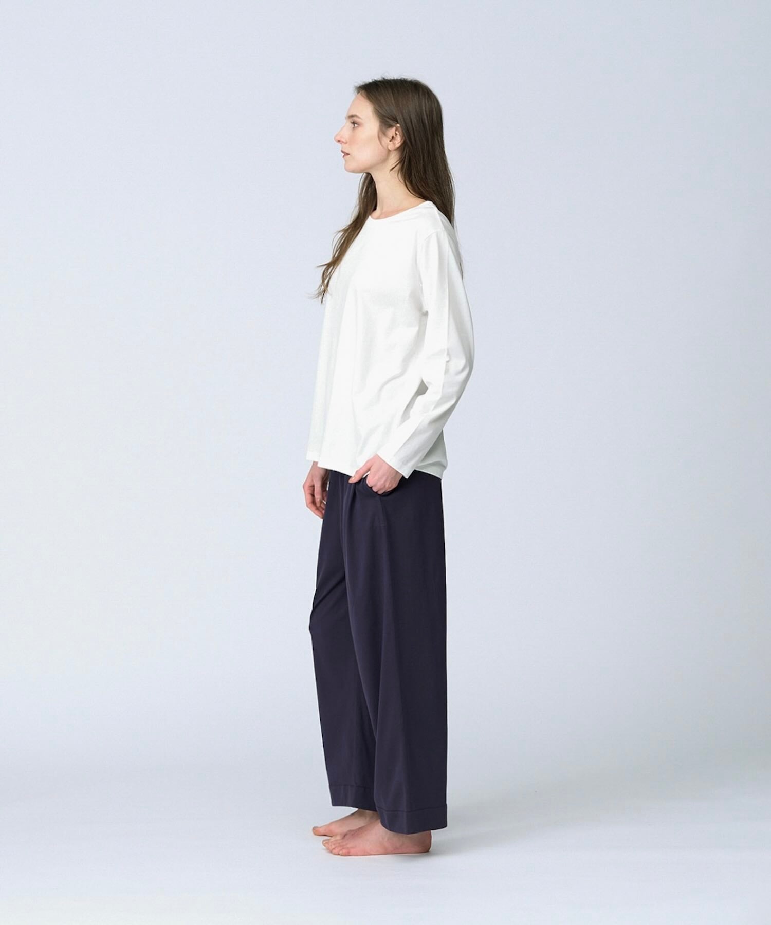 【ウィメンズ】シルクコットンロングスリーブTシャツ ホワイト - Foo Tokyo公式ストア