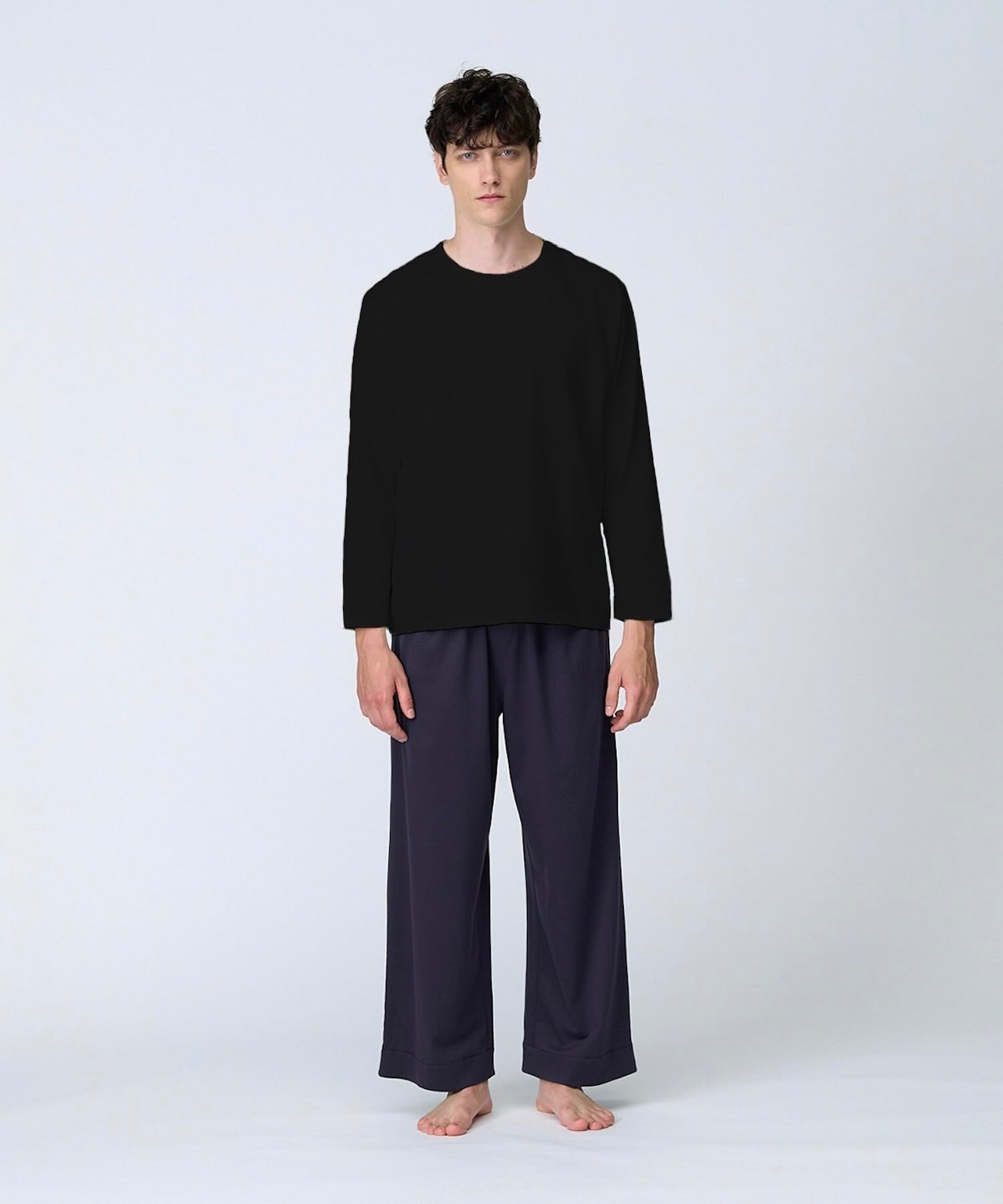 【メンズ】シルクコットンロングスリーブTシャツ ブラック - Foo Tokyo公式ストア