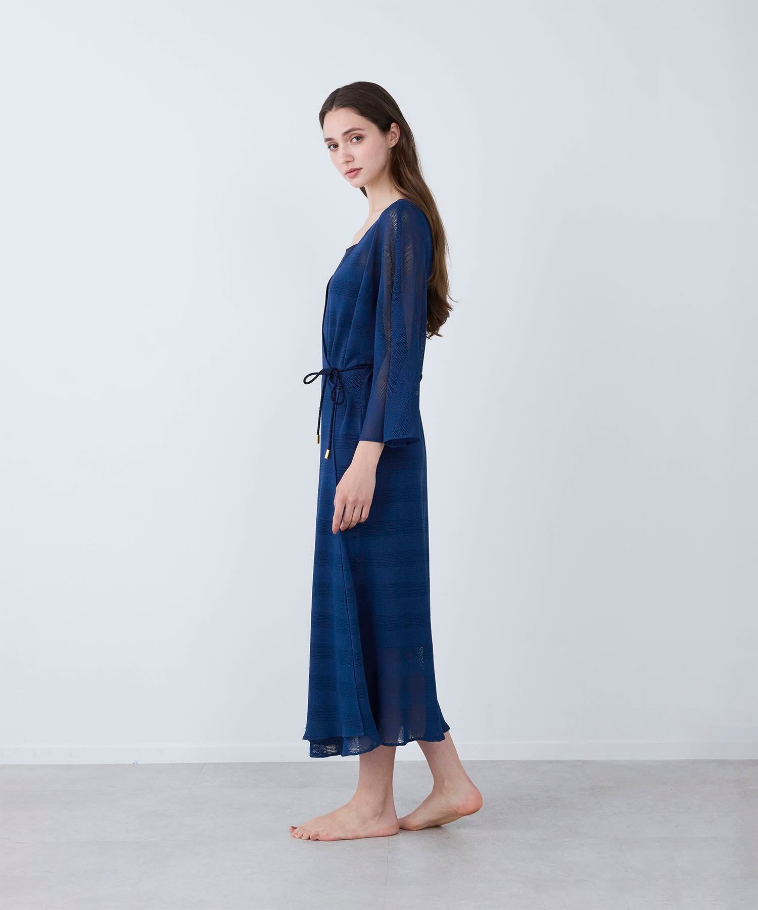 ラッセルメッシュ ガウンワンピース ネイビー - Foo Tokyo公式ストア