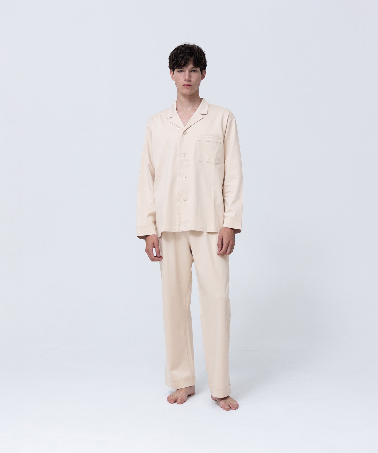【セットアップ】シルキーコットンパジャマ シャンパンベージュ