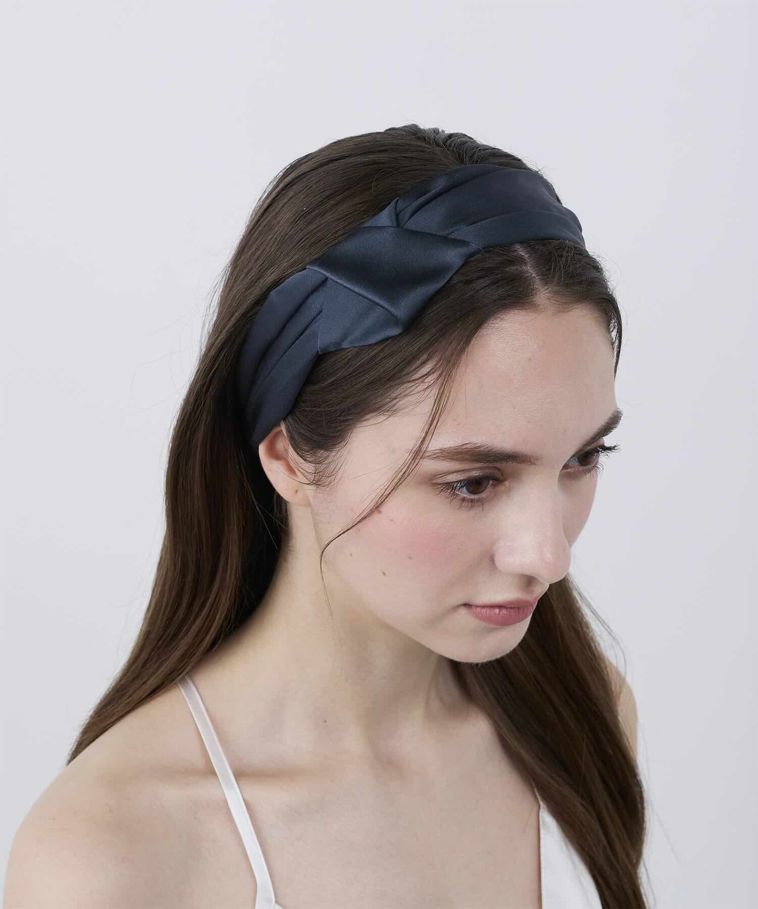 シルクヘアバンド エレガントネイビー