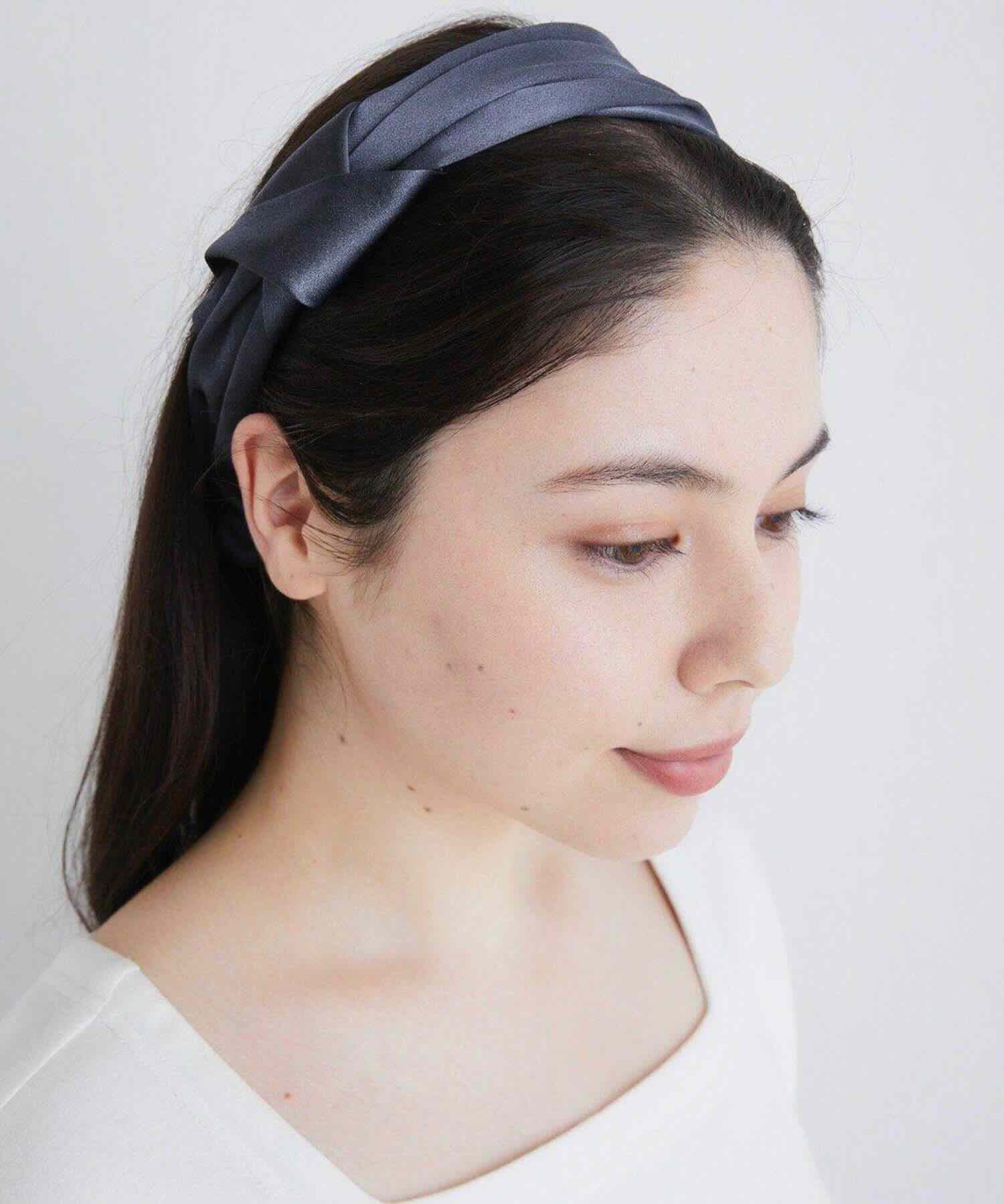 シルクヘアバンド チャコールグレー