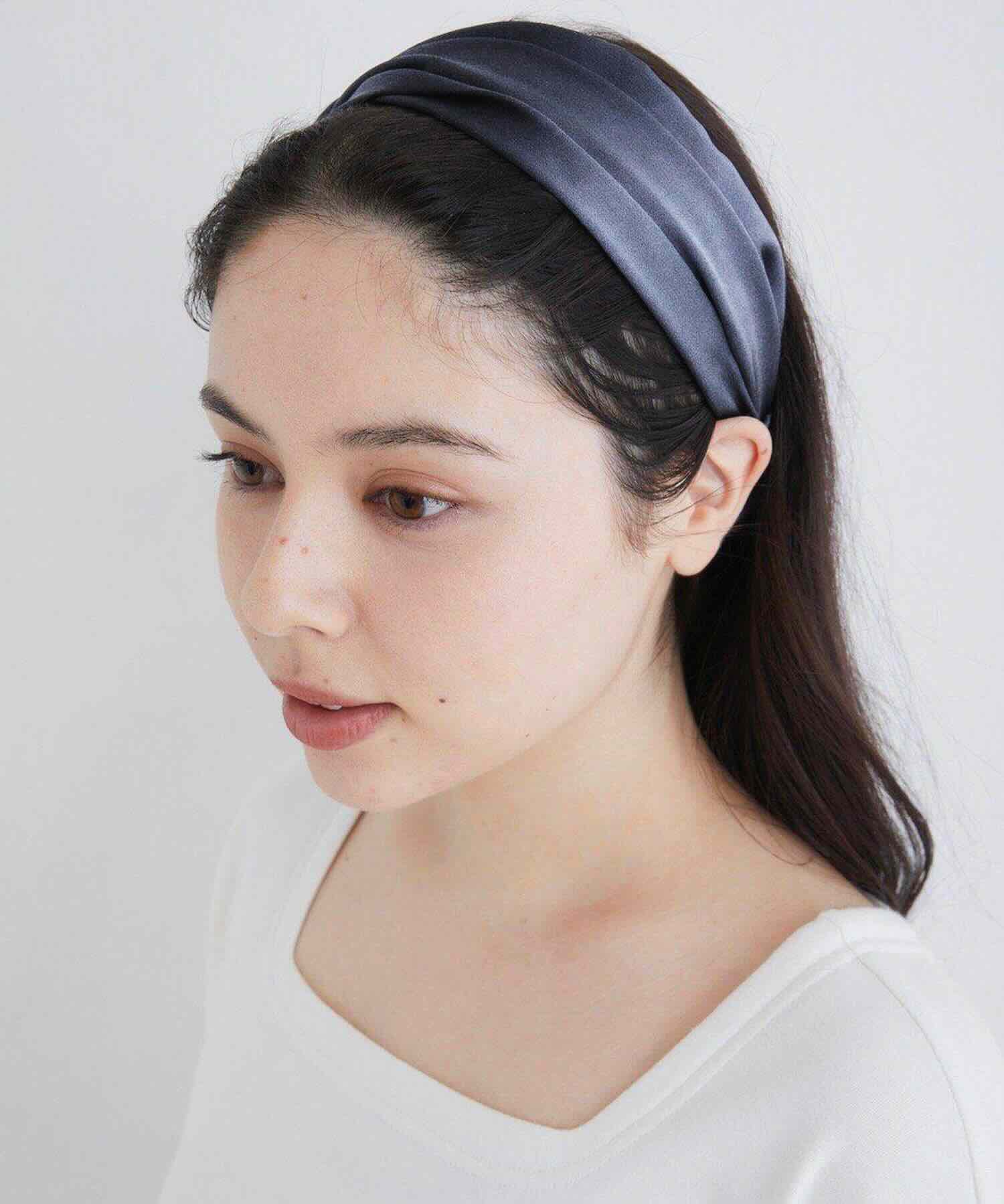 シルクヘアバンド チャコールグレー