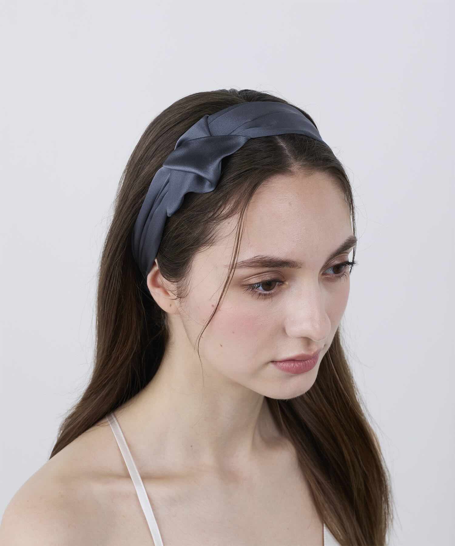 シルクヘアバンド チャコールグレー