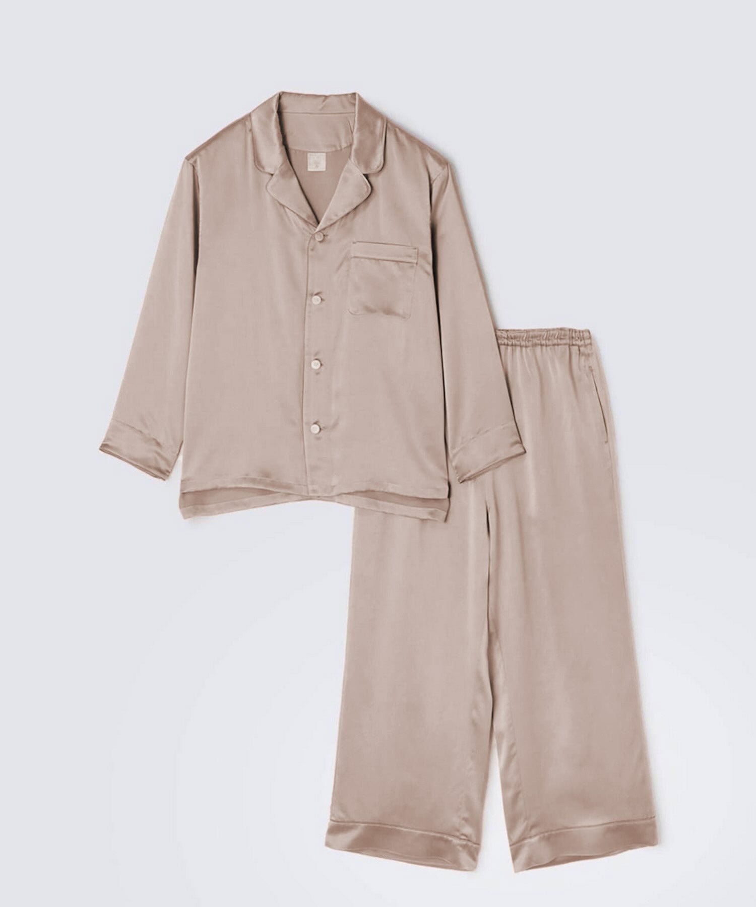 【セットアップ】シルクパジャマ ピンクベージュ