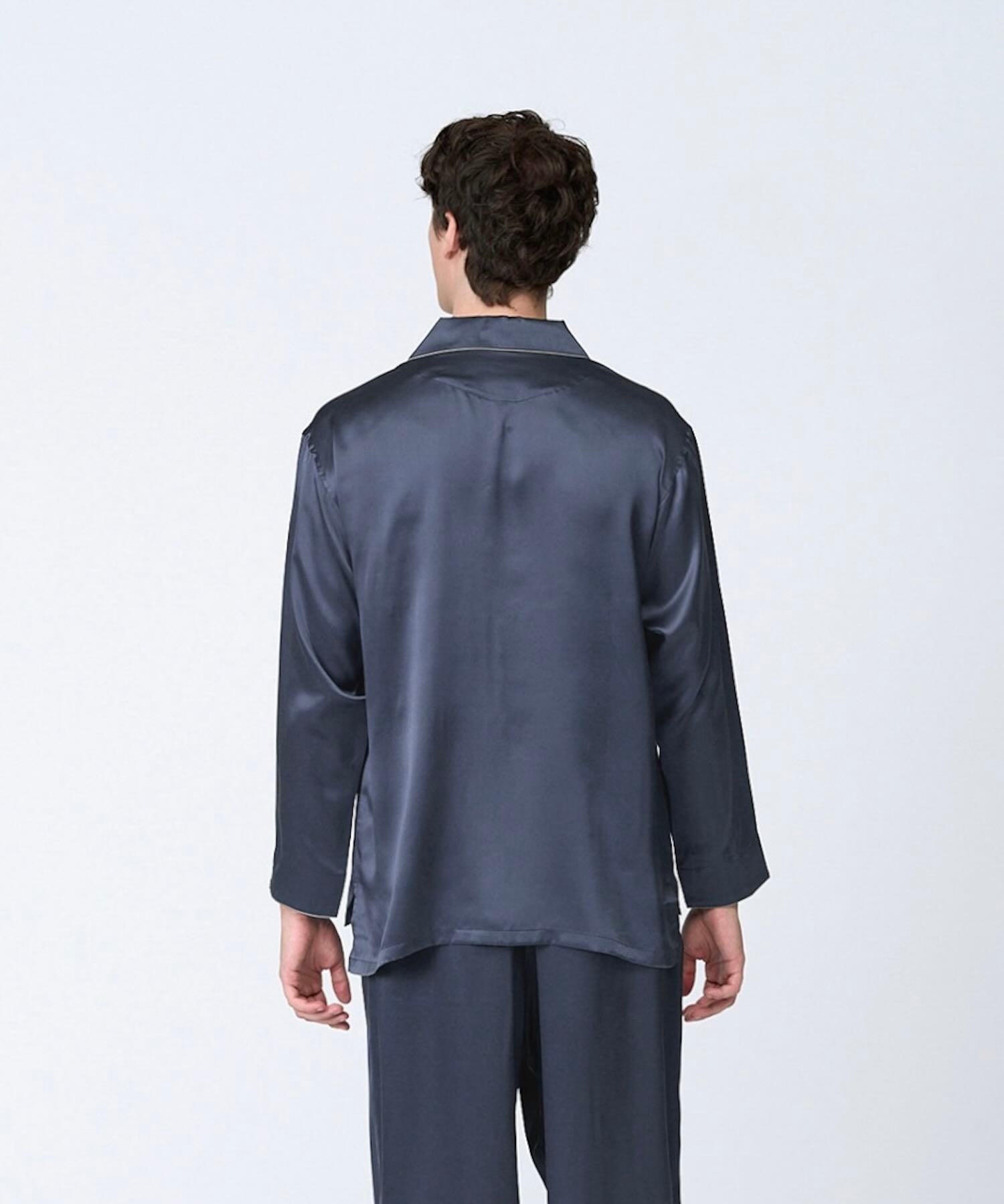 【トップス】シルクパジャマ エレガントネイビー