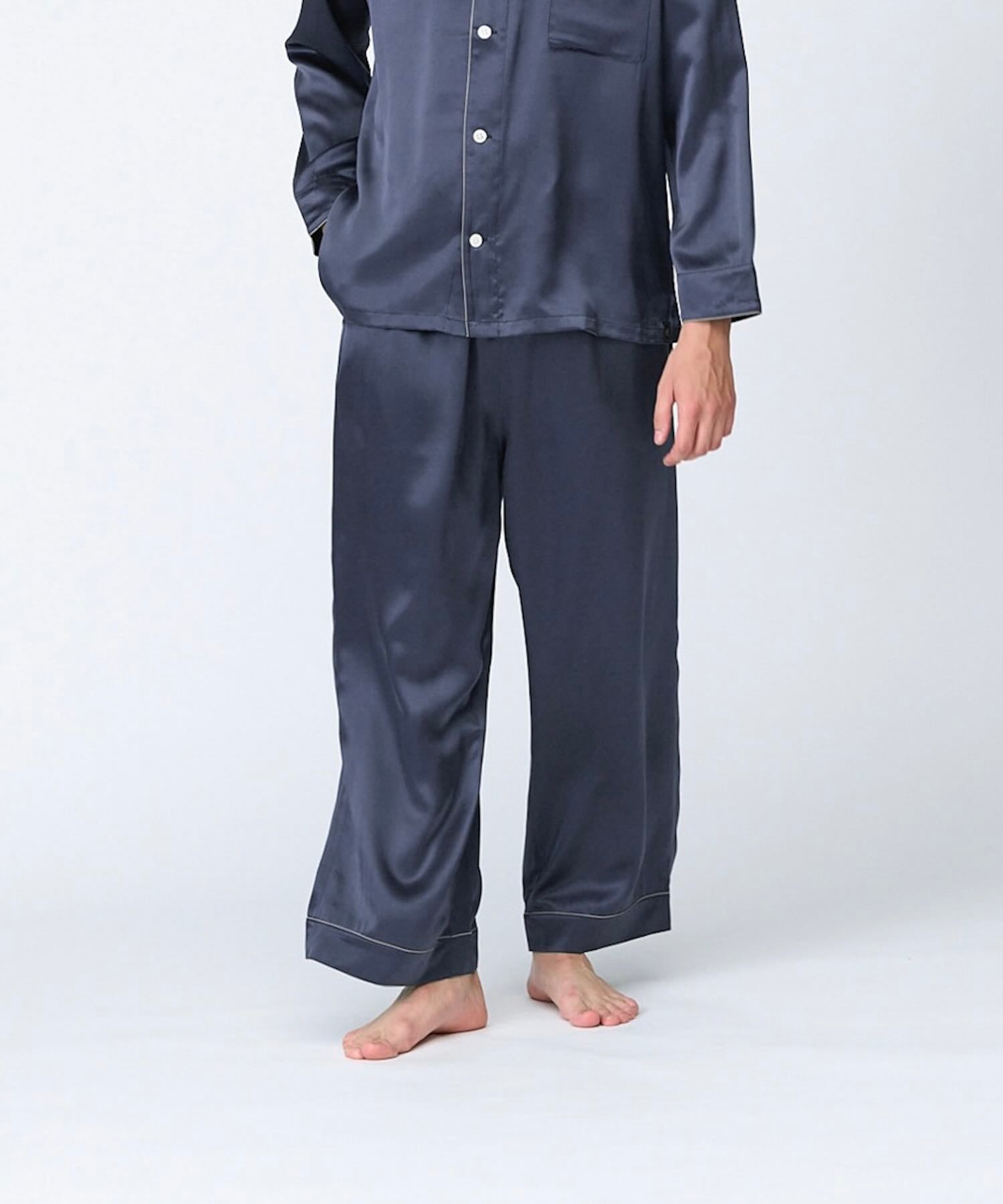 【ボトムス】シルクパジャマ エレガントネイビー