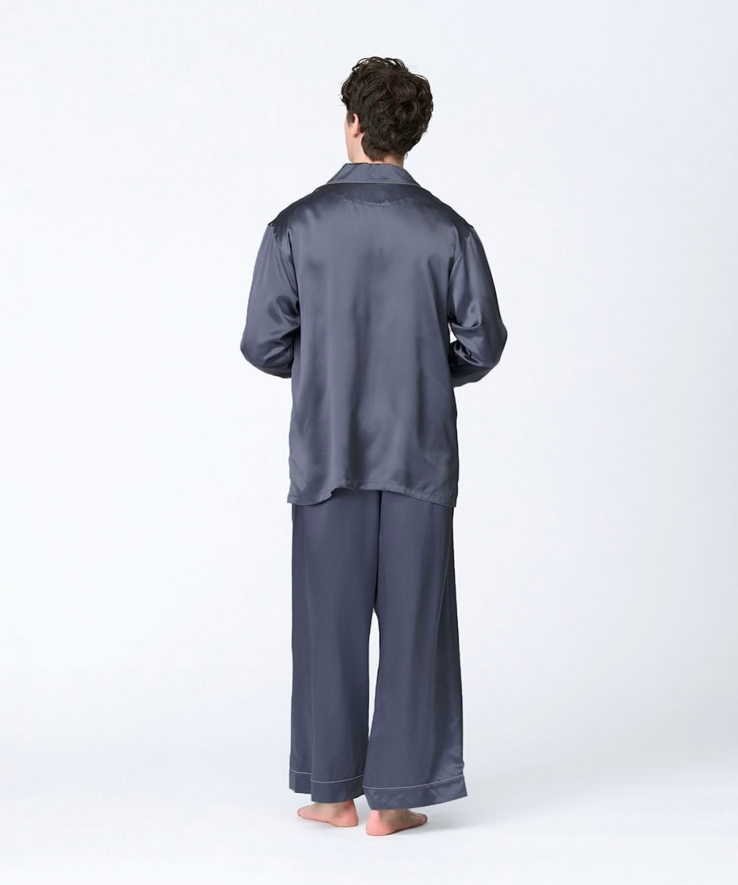 【セットアップ】シルクパジャマ チャコールグレー