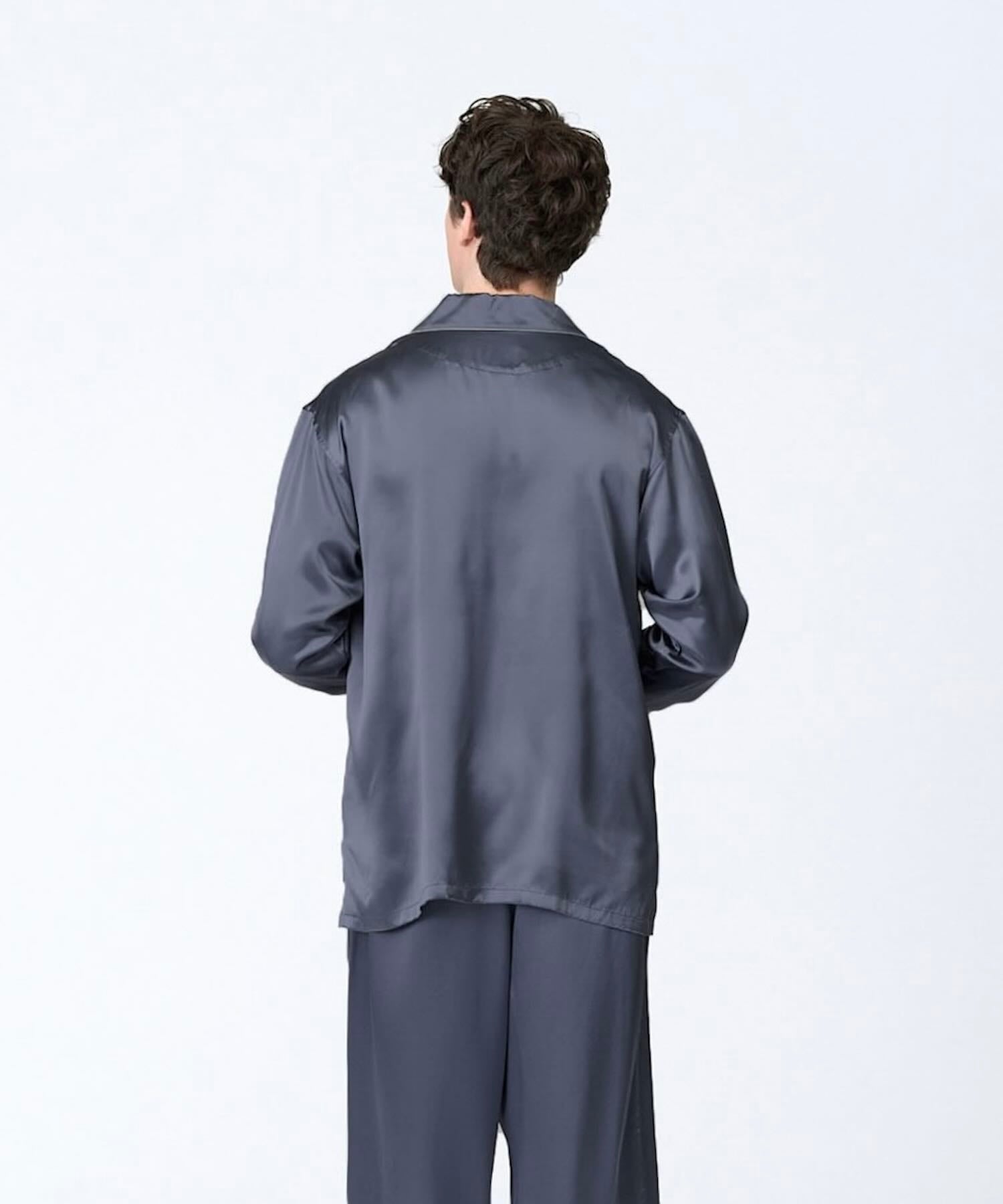 【トップス】シルクパジャマ チャコールグレー