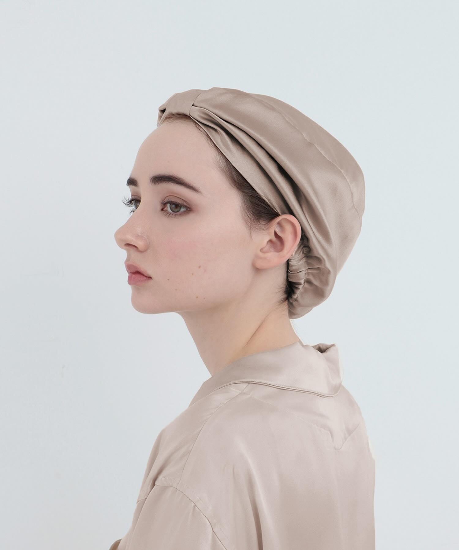 シルクキャップ ピンクベージュ