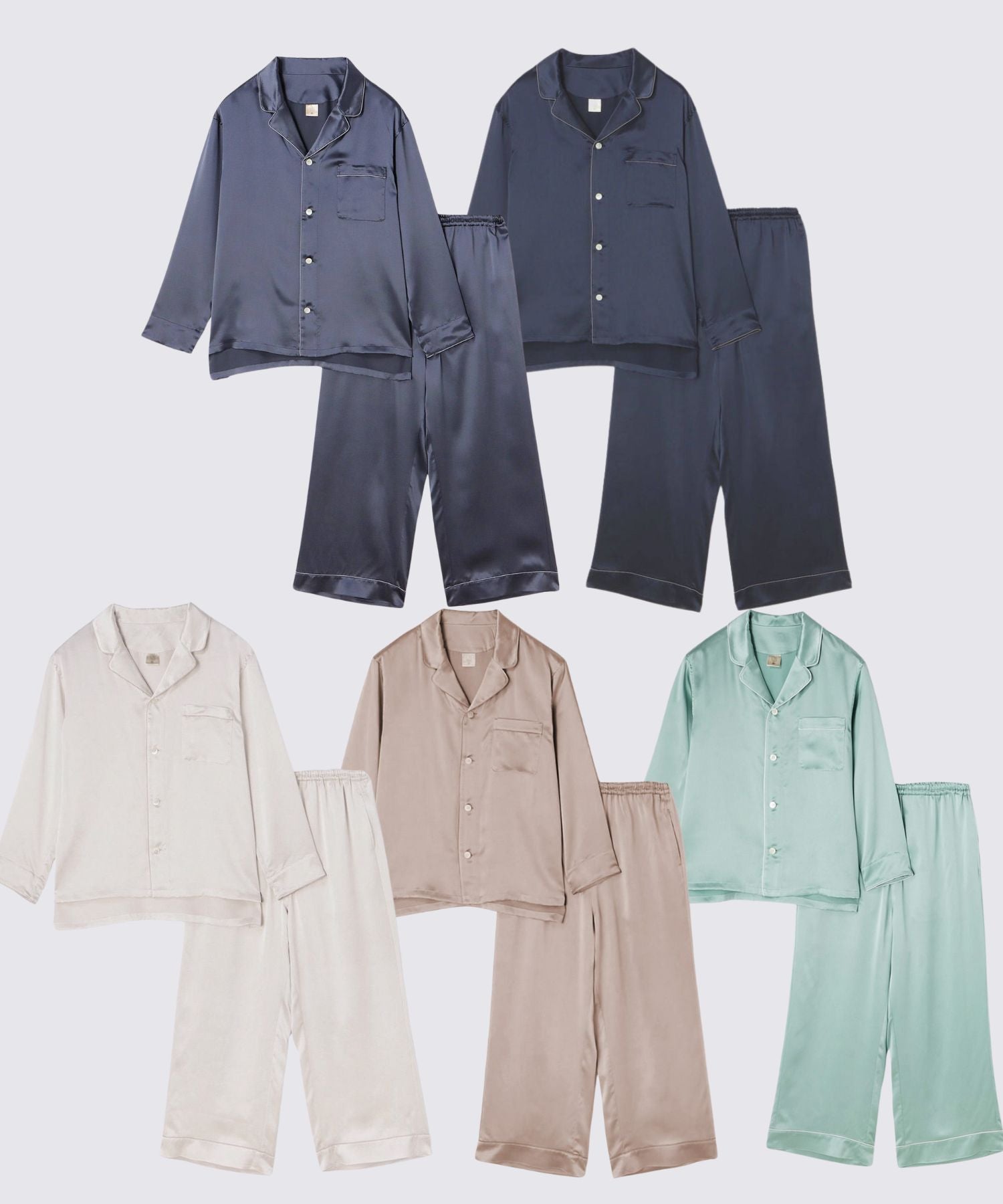 【セットアップ】シルクパジャマ エレガントネイビー