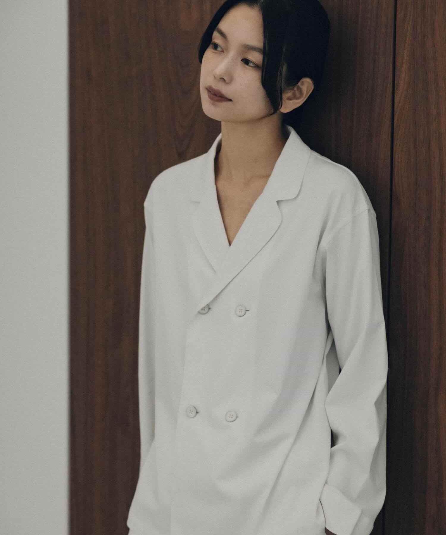 【セットアップ】ロイヤル オーガニックコットン ダブルボタン パジャマ オフホワイト