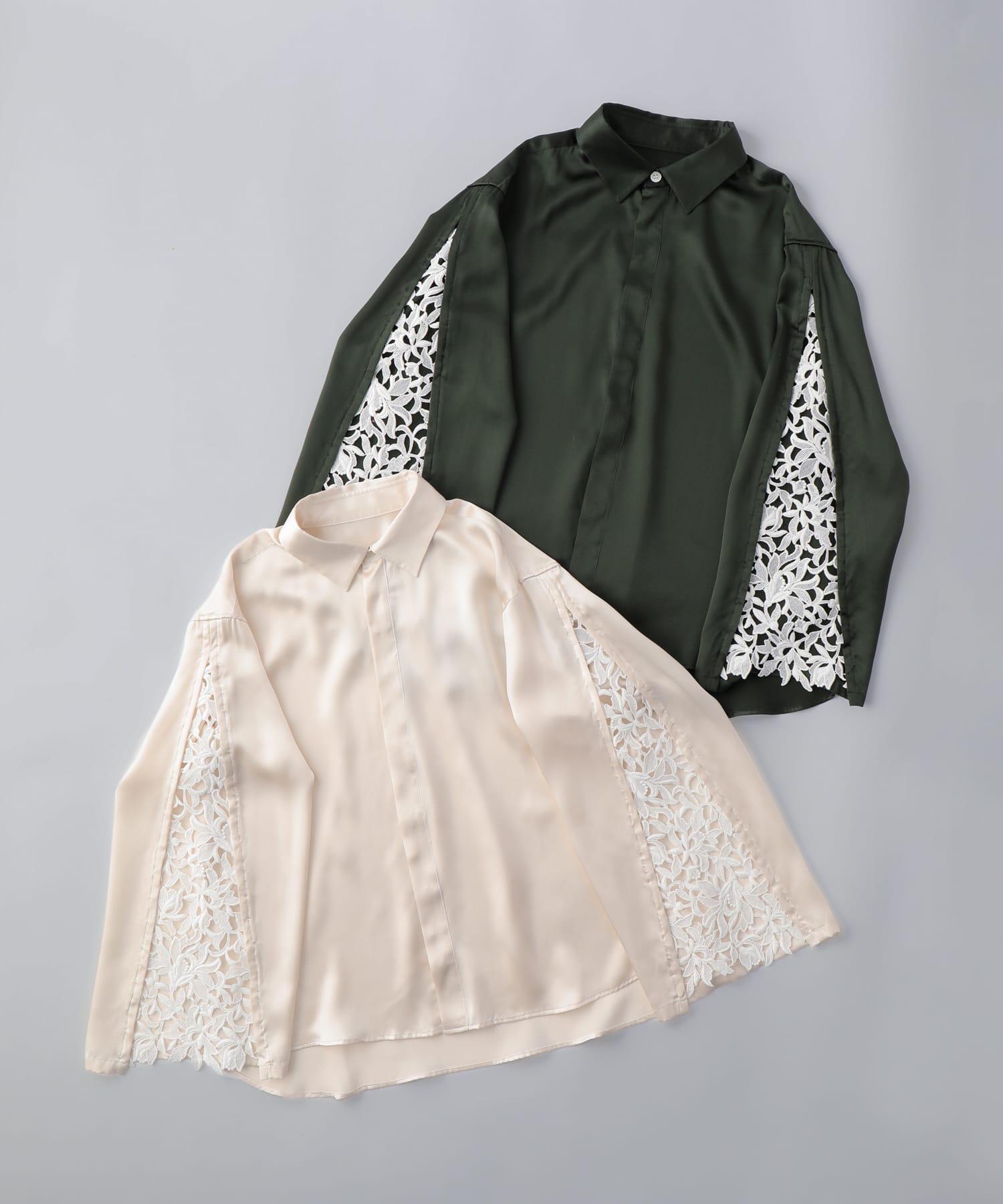 レースシルク シャツ カーキ - Foo Tokyo Japan 公式オンラインストア