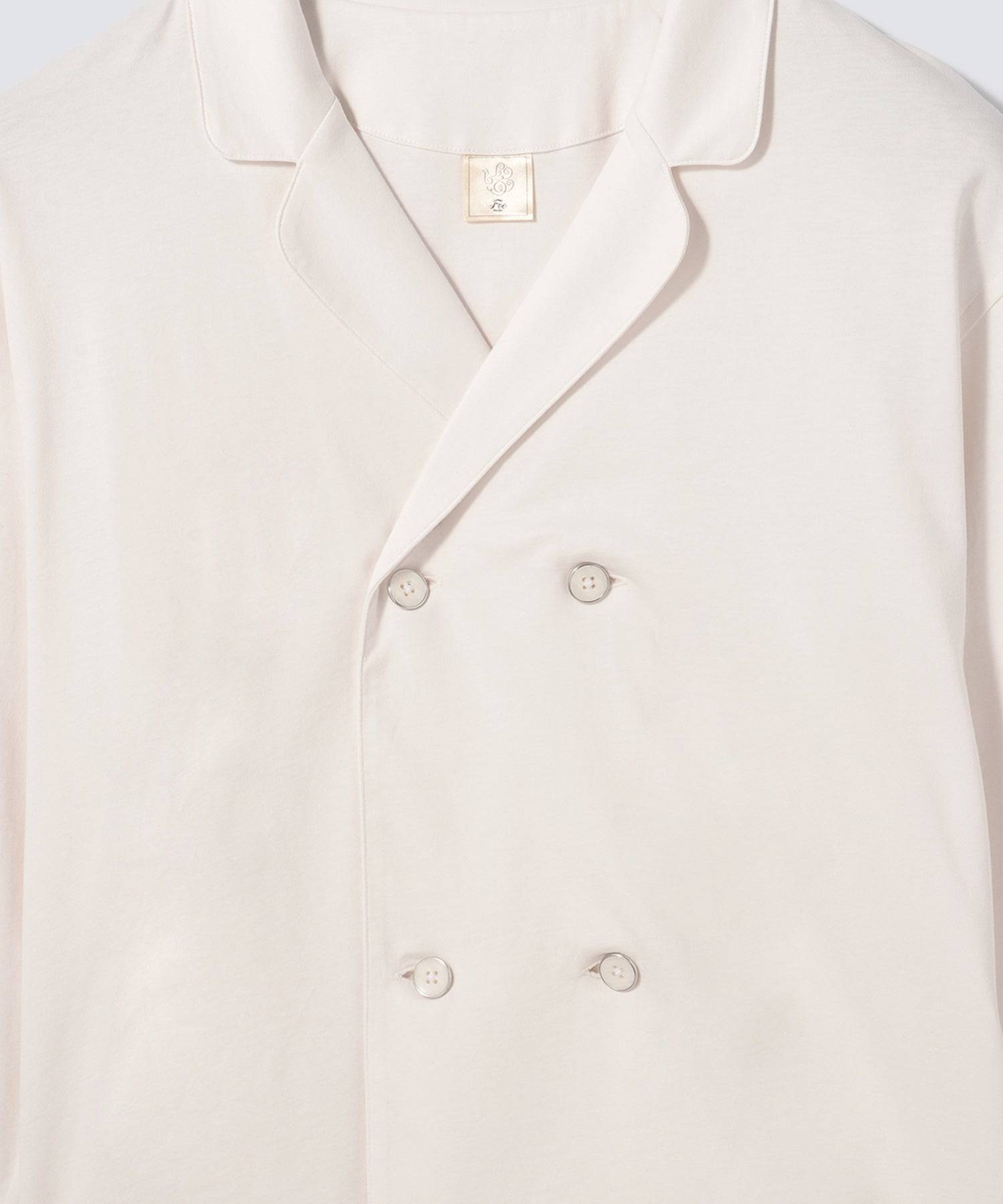 【セットアップ】ロイヤル オーガニックコットン ダブルボタン パジャマ オフホワイト - Foo Tokyo公式ストア