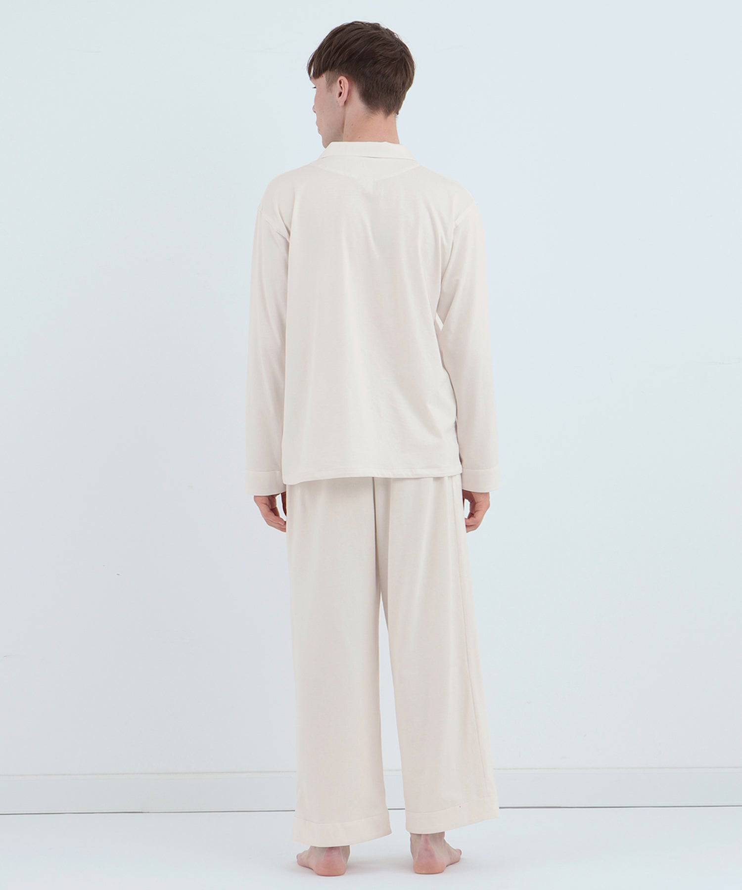 【セットアップ】ロイヤル オーガニックコットン ダブルボタン パジャマ オフホワイト - Foo Tokyo公式ストア