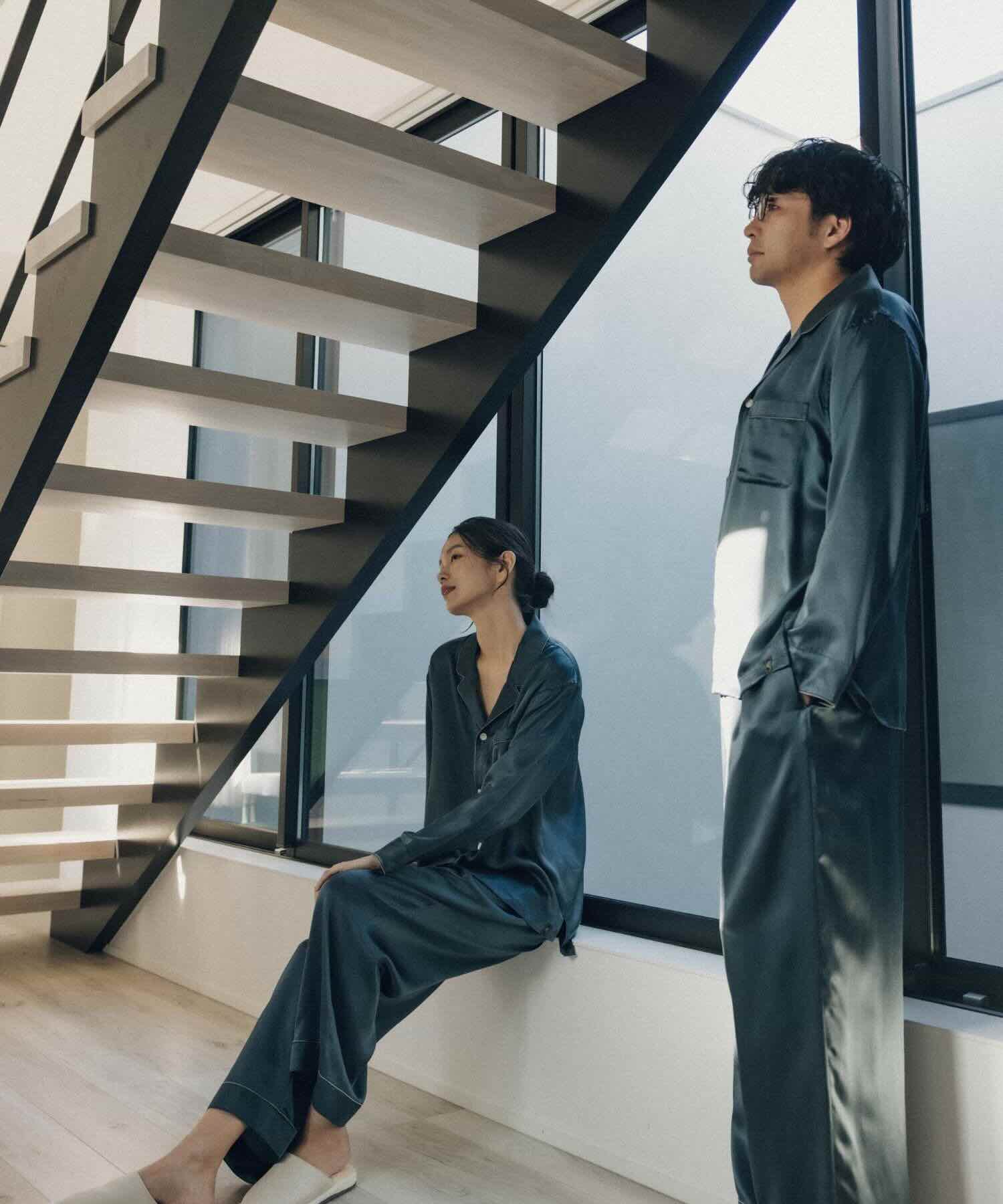 【セットアップ】シルクパジャマ エレガントネイビー