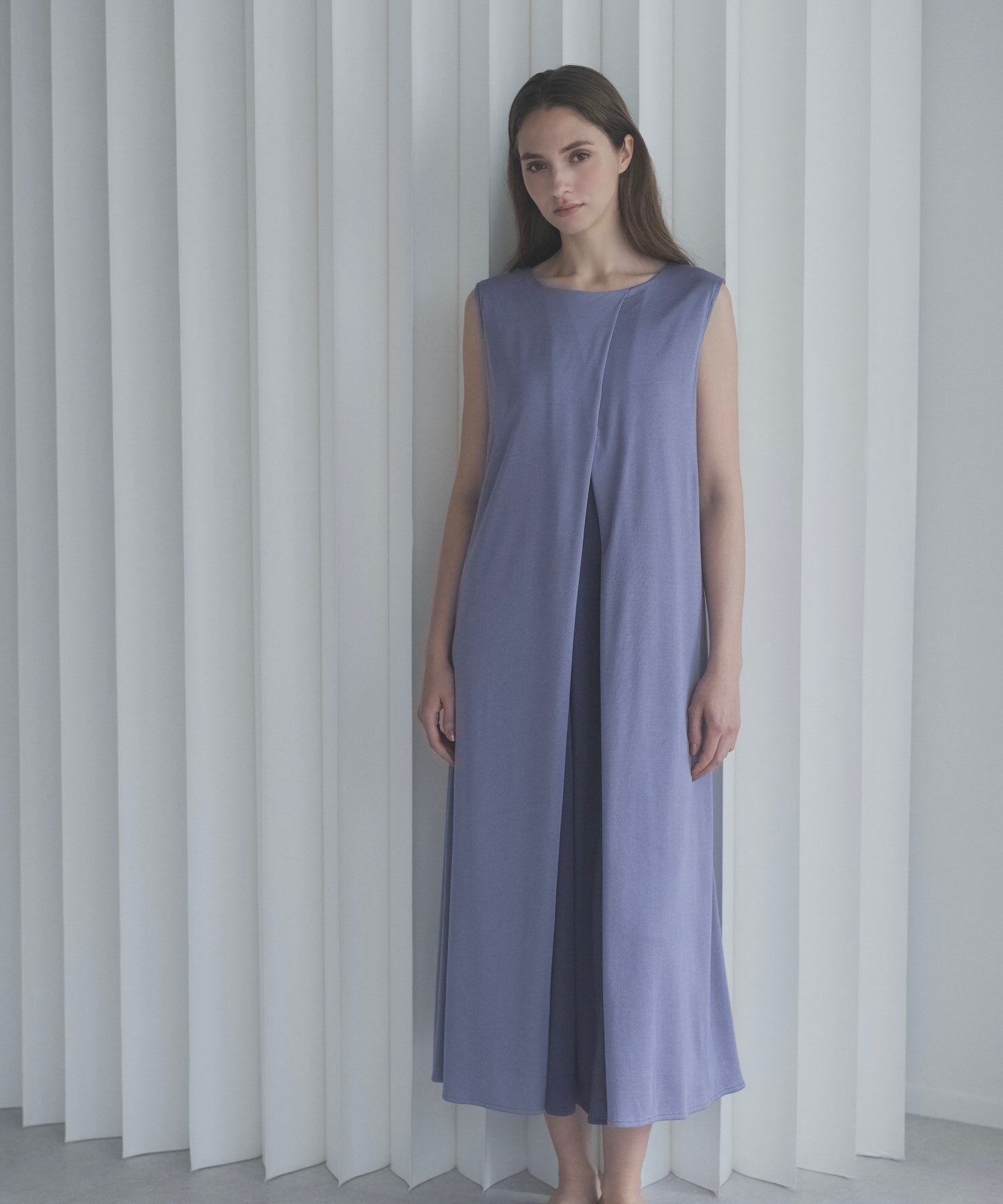 スムースタッチ リブワンピース パープル