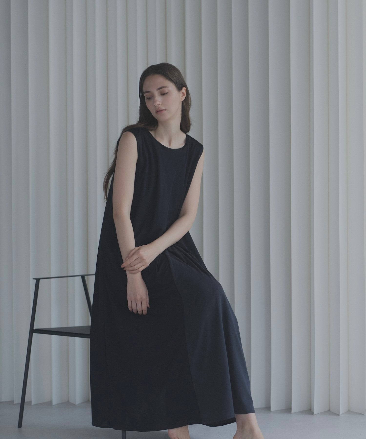 スムースタッチ リブワンピース ブラック