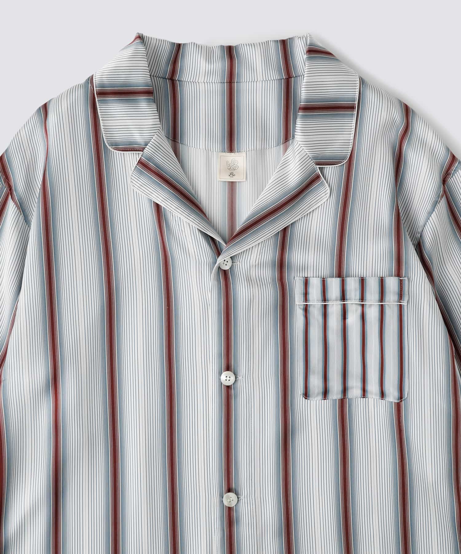 【トップス】ストライプシルクパジャマ　ワイド