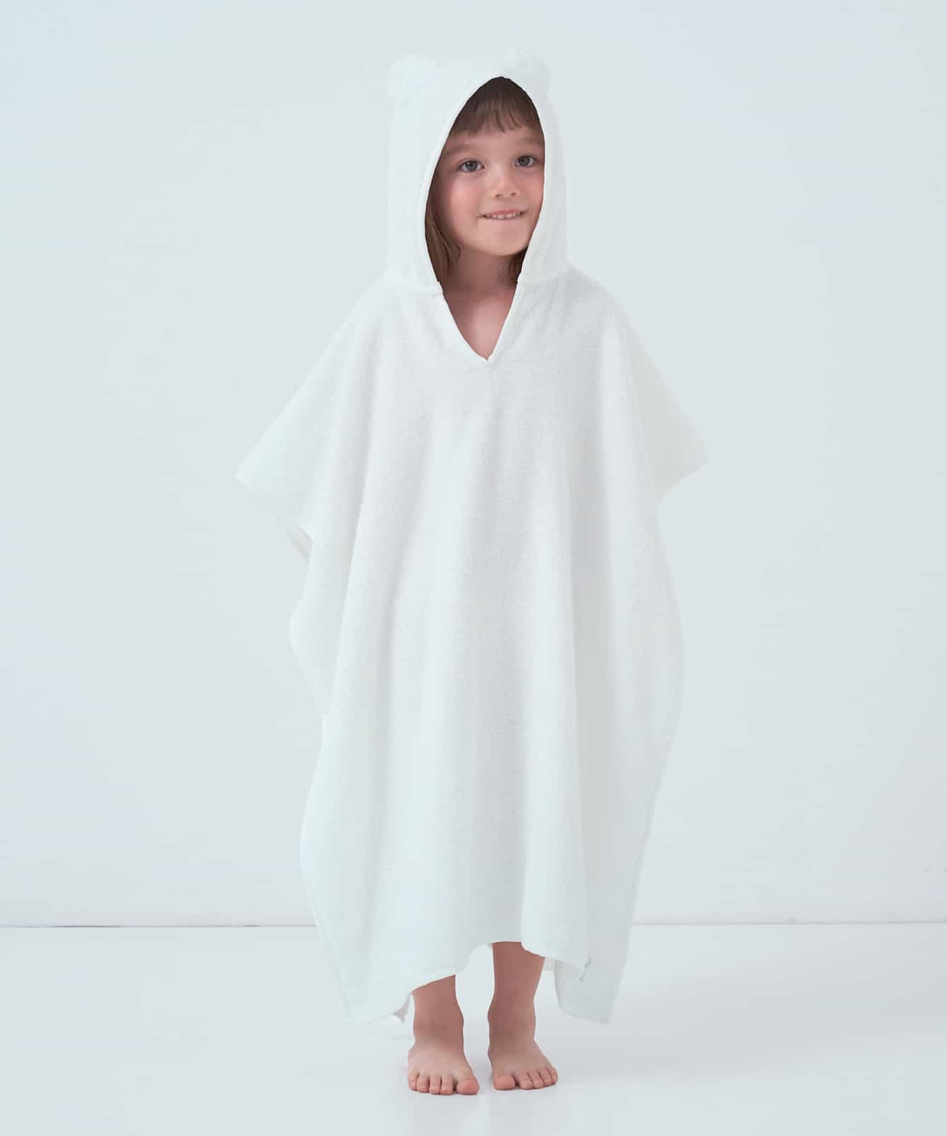 キッズ］オーガニックコットンパイルポンチョ ホワイト