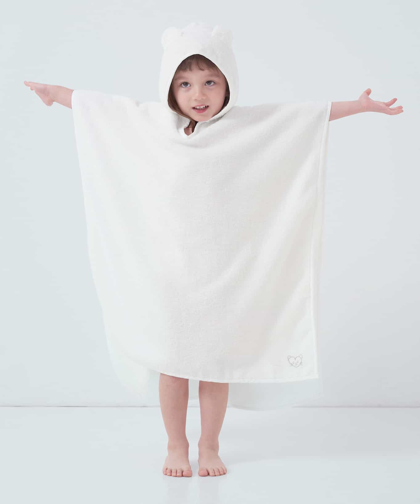 キッズ］オーガニックコットンパイルポンチョ ホワイト
