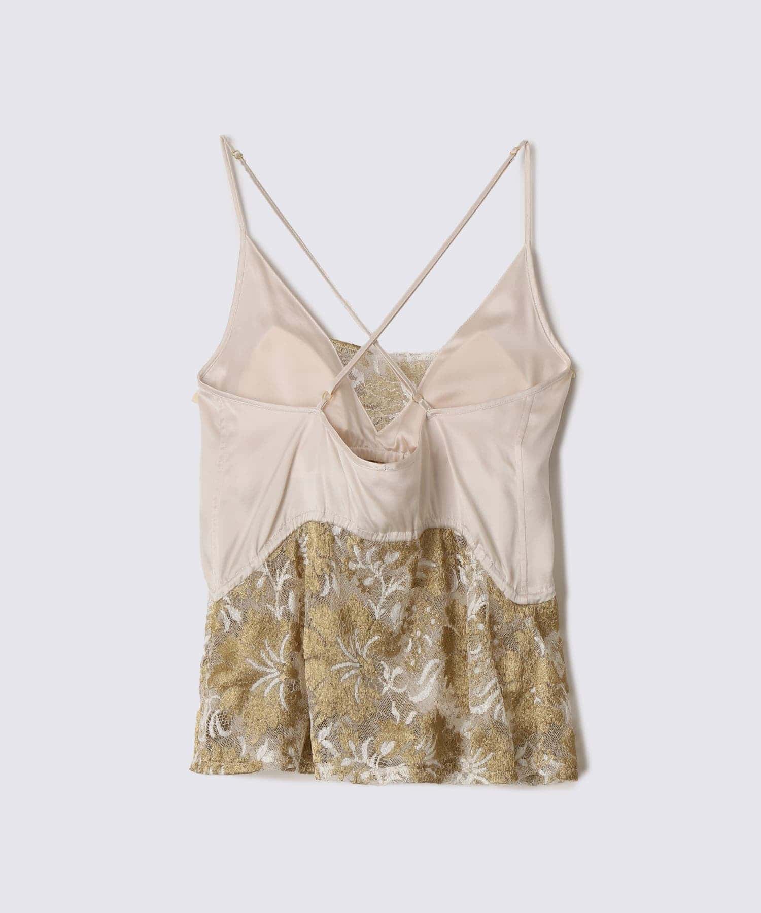3/10 レースシルクキャミソール　パールホワイト x フローラルゴールド（寸法表調整・着画追加前） - Foo Tokyo Japan 公式オンラインストア