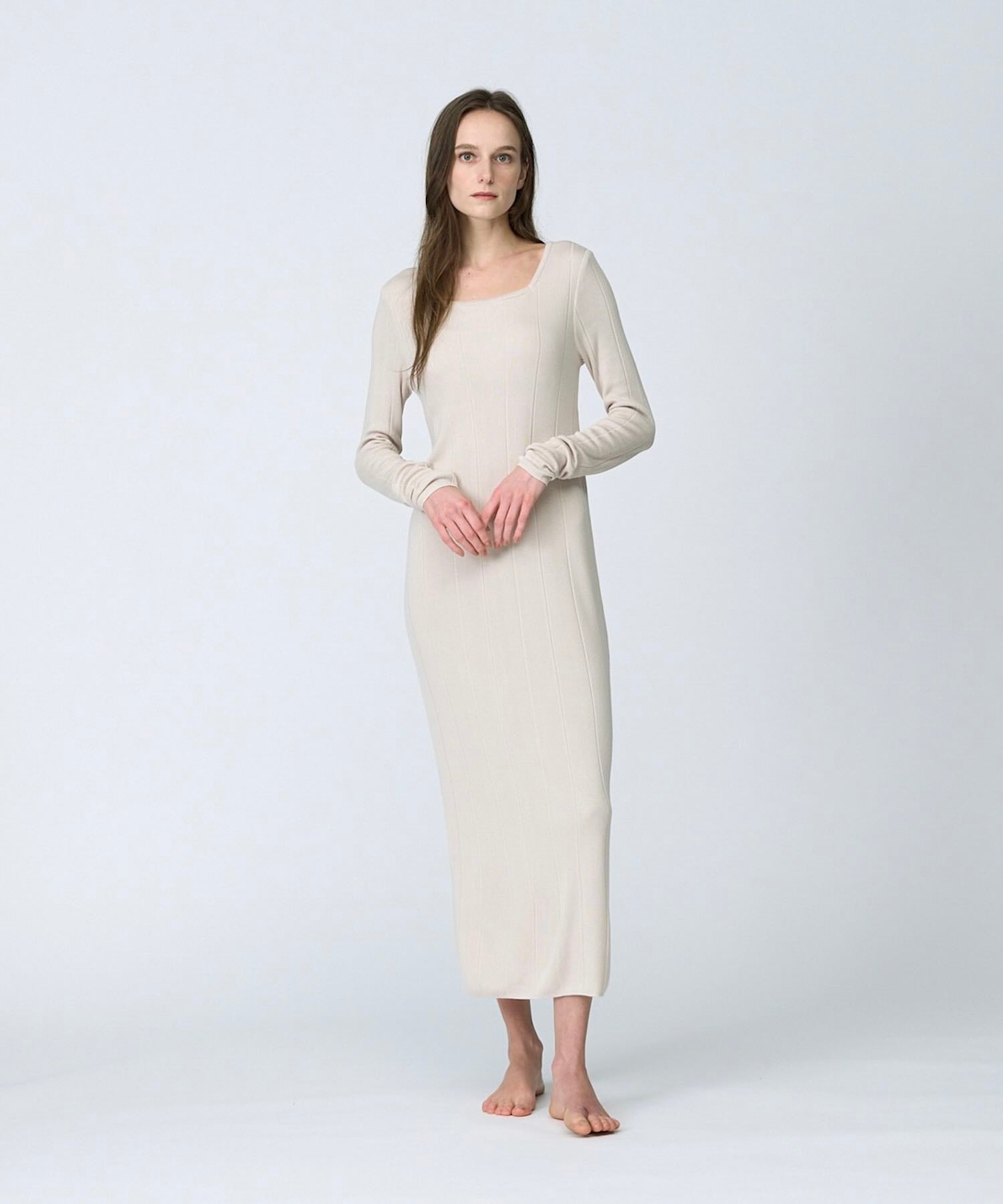 Foo Tokyo 公式ストア | シルクブレンドリブニットワンピース エクリュ