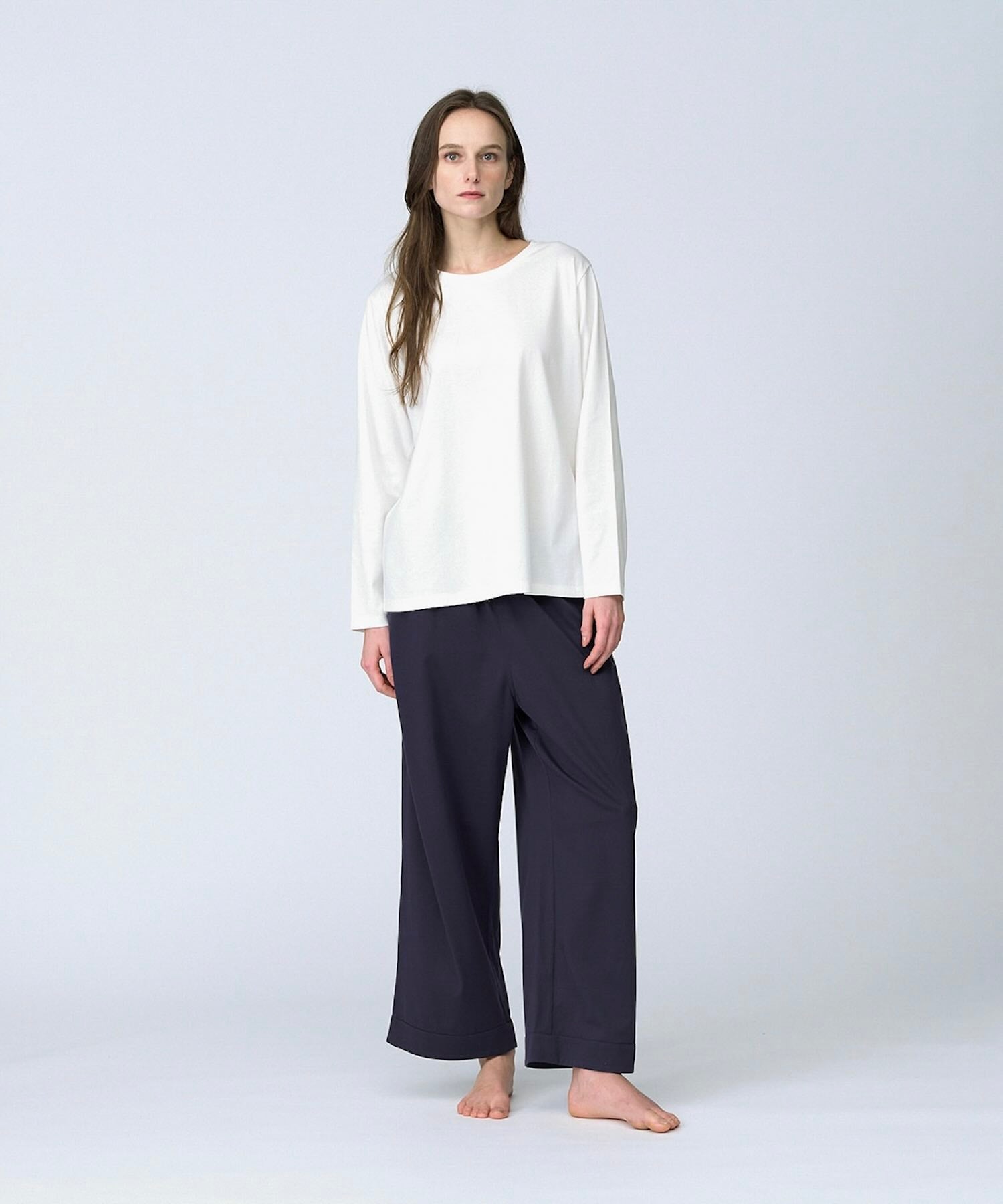 【ウィメンズ】シルクコットンロングスリーブTシャツ ホワイト - Foo Tokyo公式ストア