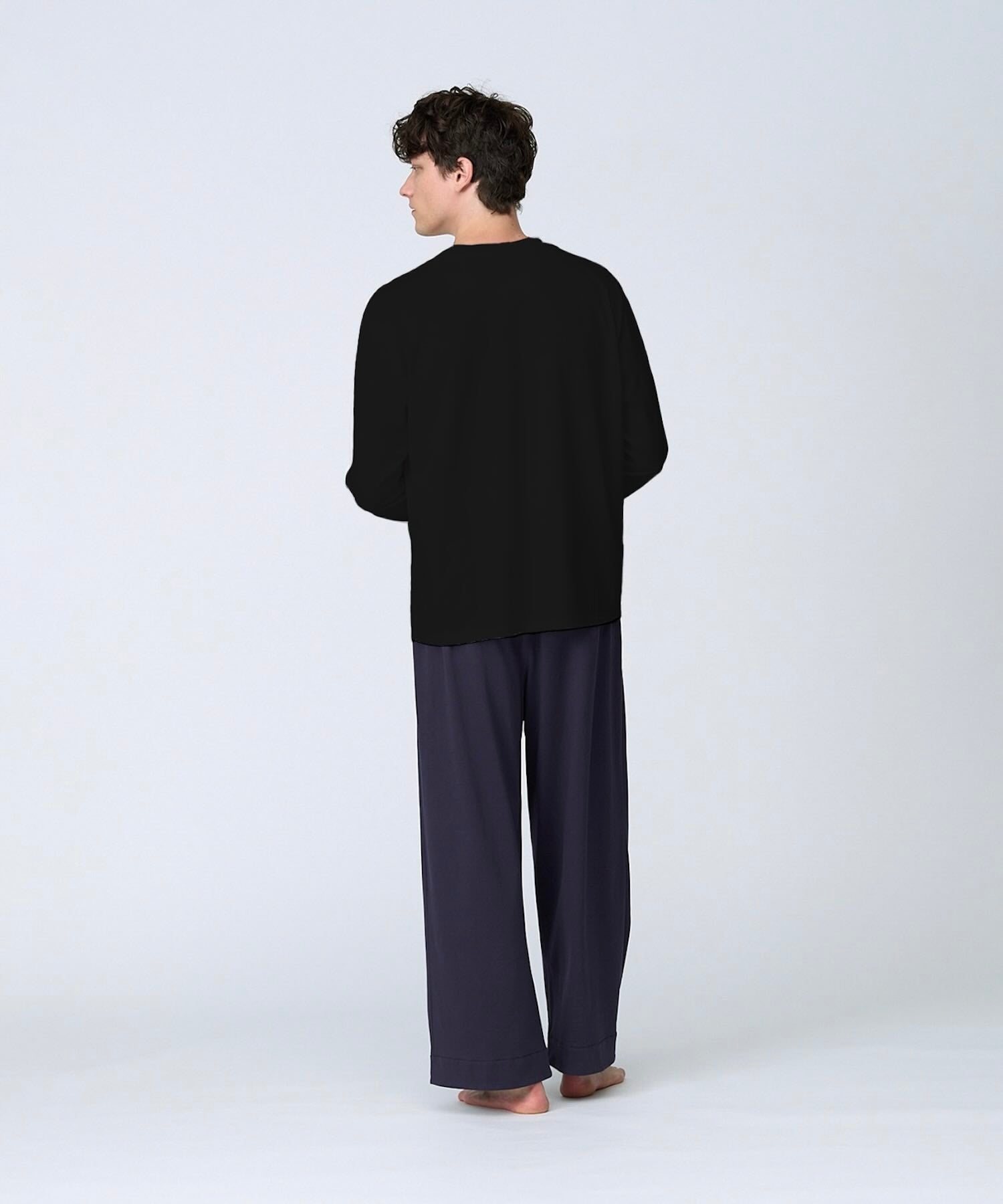 【メンズ】シルクコットンロングスリーブTシャツ ブラック - Foo Tokyo公式ストア