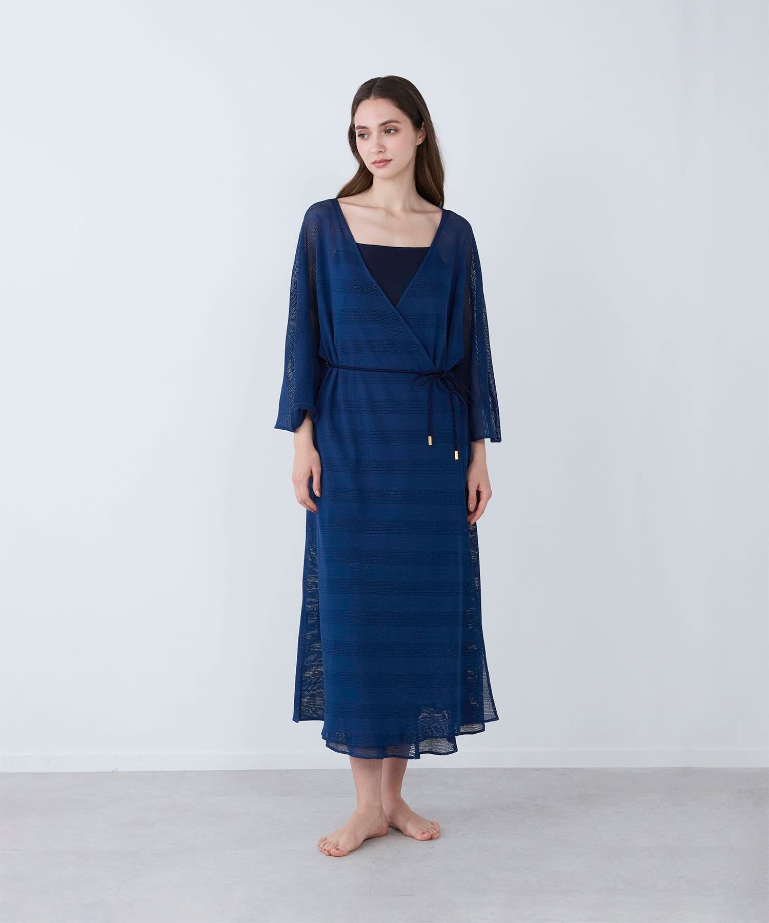 ラッセルメッシュ ガウンワンピース ネイビー - Foo Tokyo公式ストア