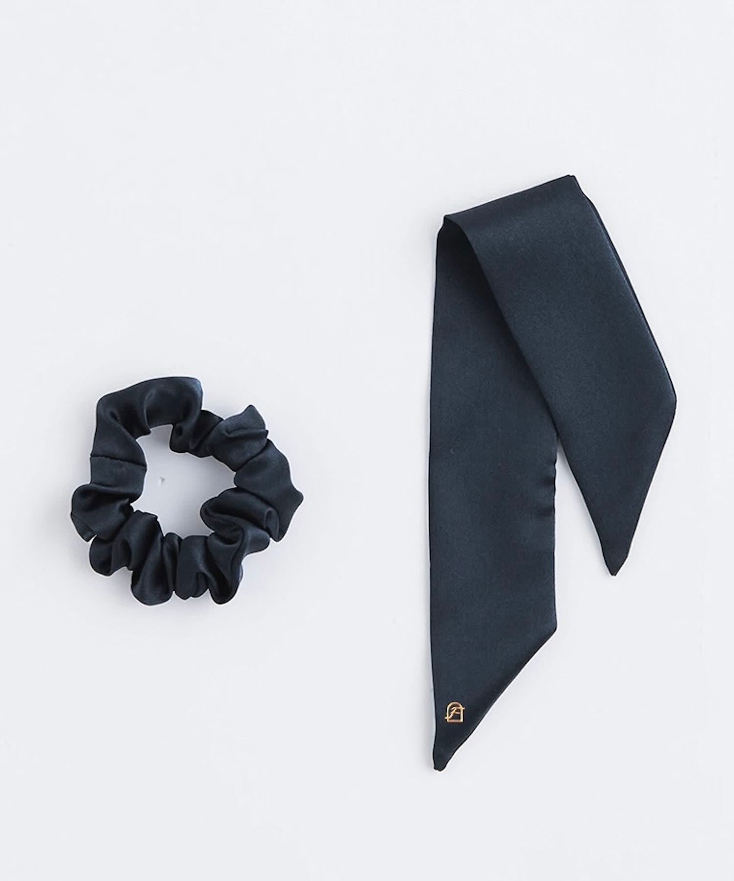 シルクリボンシュシュ 2WAYタイプ  エレガントネイビー - Foo Tokyo公式ストア