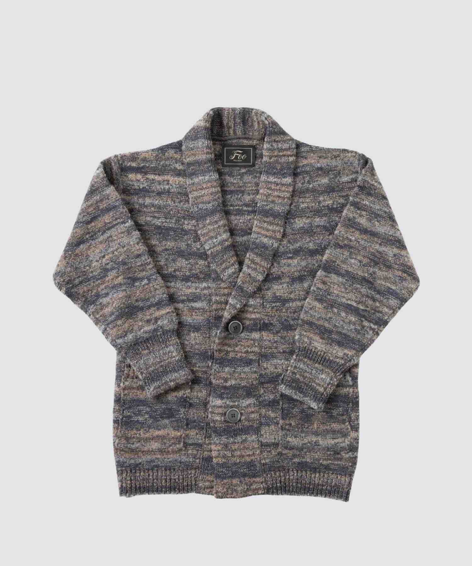 メランジニットカーディガン（グレー×ホワイト）