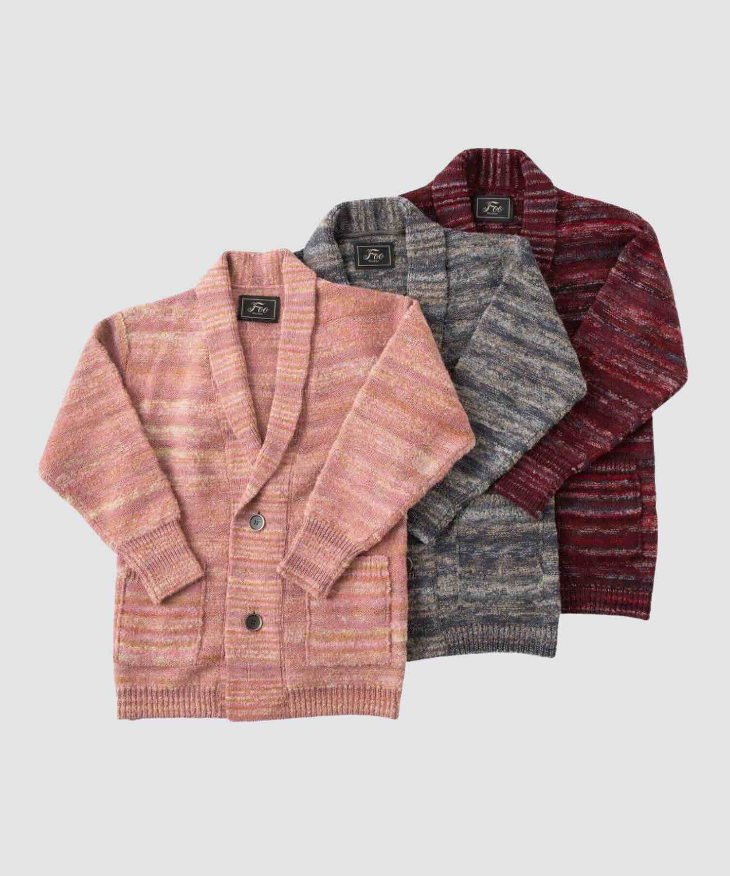 メランジニットカーディガン（ピンク×イエロー）